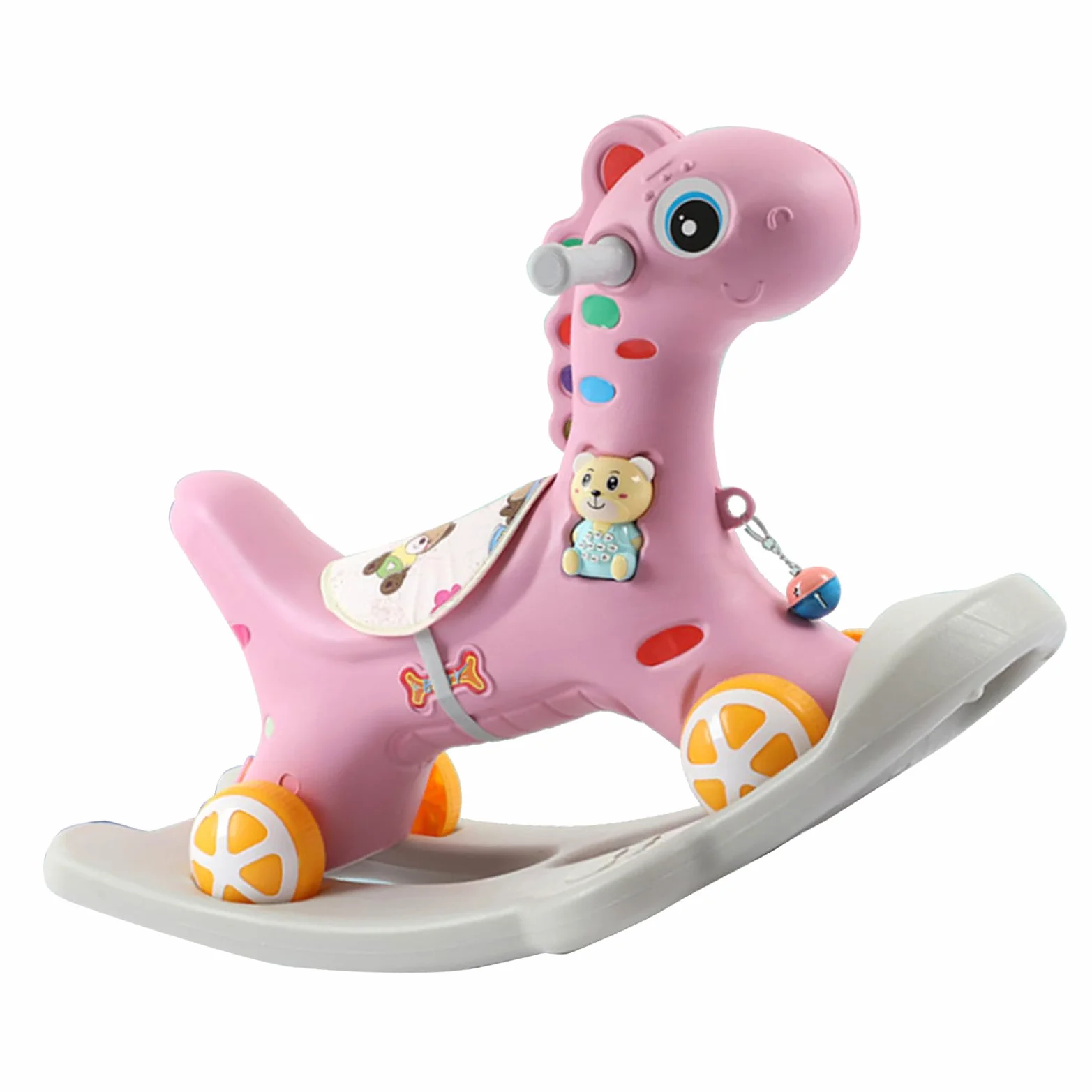 Caballo Balancín para Niños Mayores de 3 Años Lindo Paseo en Caballo Balancín con Respaldo Desmontable para Jugar en Interiores Diseño Seguro y Resistente (Rosa)