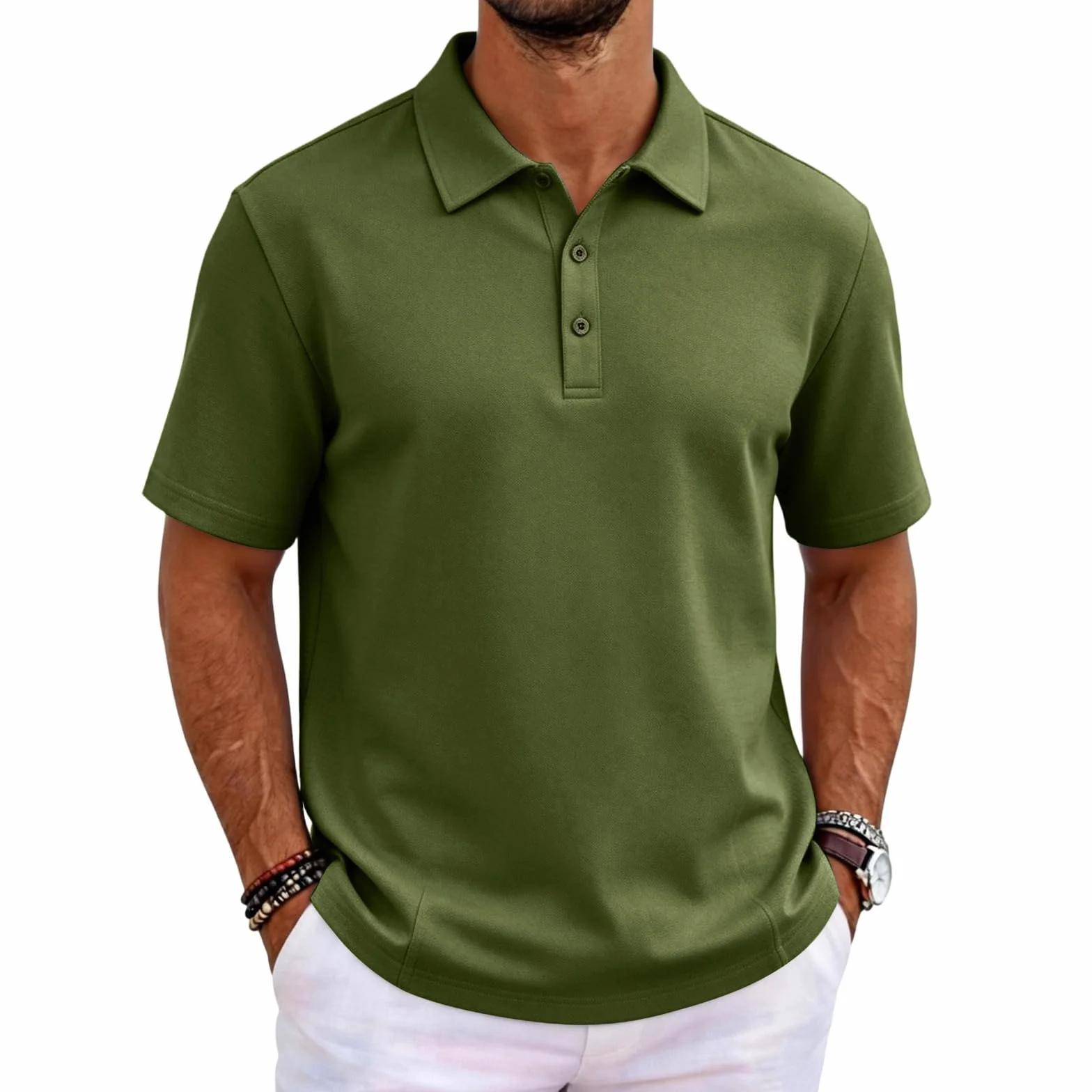 MOKBAY Polo Hombre Manga Corta Slim Fit Camisetas Transpirable Verano Elásticas