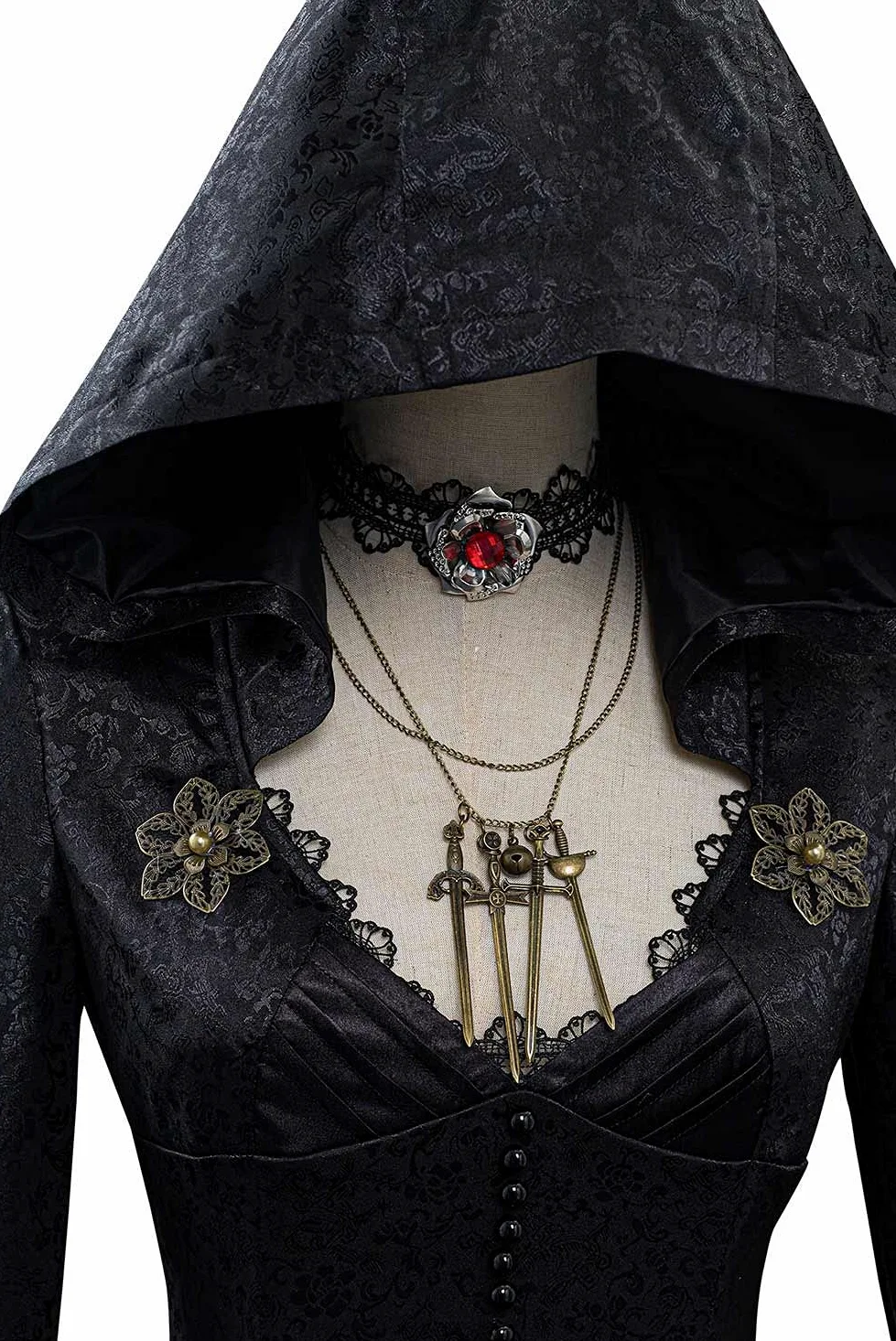 Moth Lady Halloween Carnaval medieval con capucha vestido cosplay trajes trajes de Halloween mujeres negro