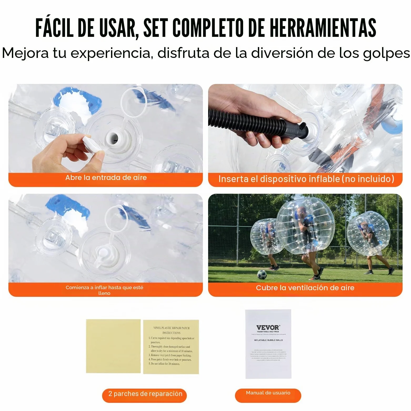 VEVOR Paquete de pelota inflable para adolescentes, bolas de PVC de 0,8 mm para jugar al aire libre