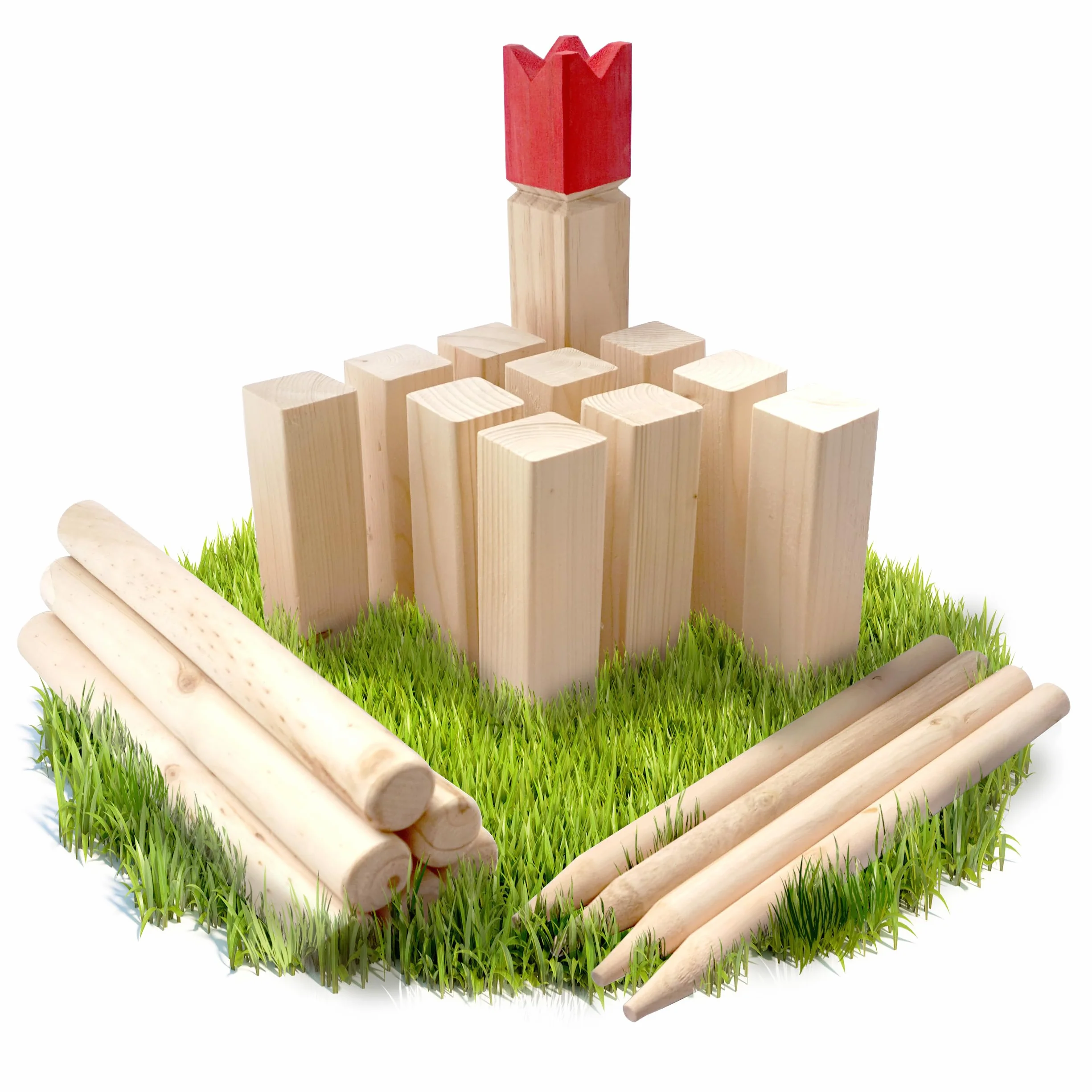 Ocean 5 Juego Kubb Original de Escandinavia – Ajedrez Vikingo con Corona Azul – Juegos Exterior Niños y Adultos – Juegos Infantiles Exterior para Lanzamientos - Juego Habilidad Adultos y Niños