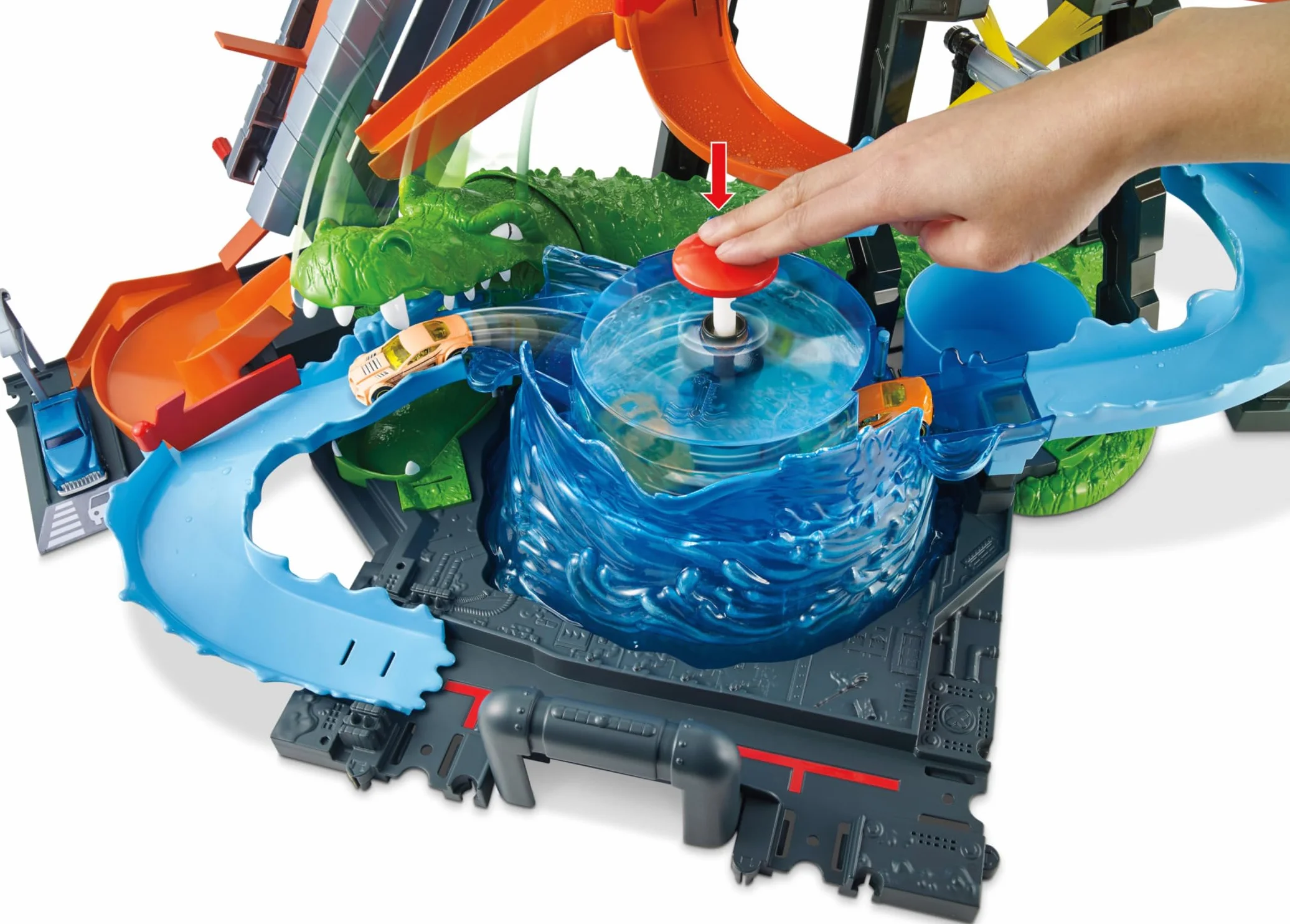 Hot Wheels Cocodrilo Destructor, pista de coches de juguete (Mattel FTB67)