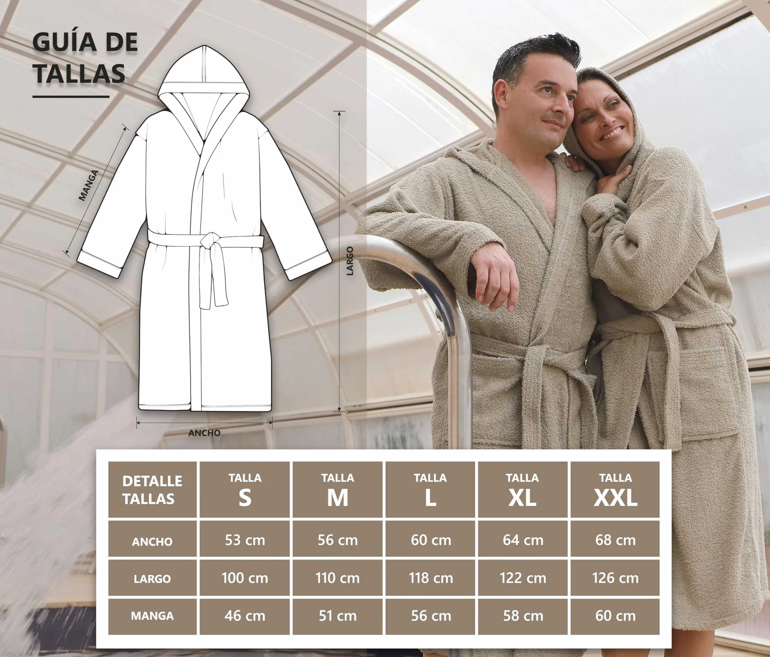 LEBENGOOD Albornoz Hombre Capucha Algodón OEKO-TEX Toalla Rizo Americano 450 gsm Bata Baño