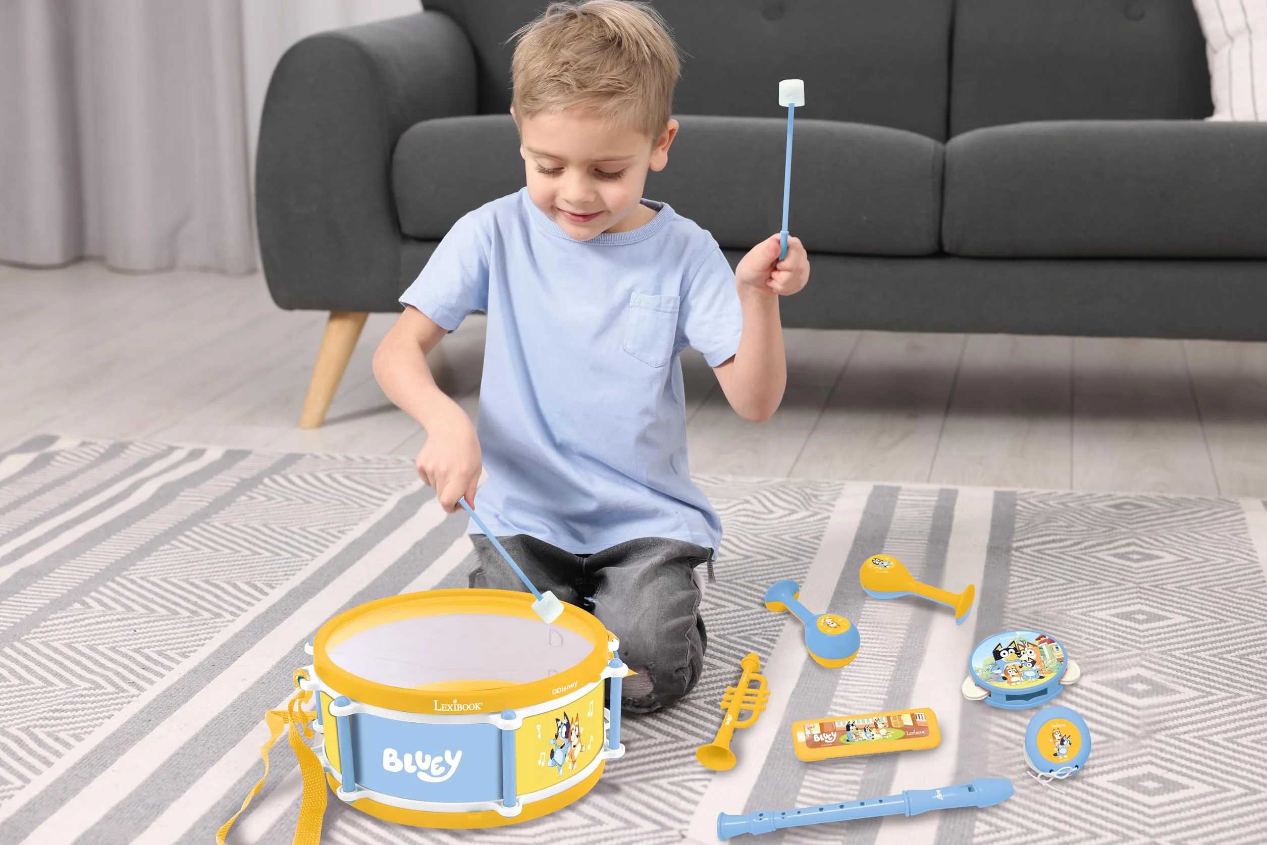 Lexibook, Bluey, Set Musical 7pcs Bluey, Azul Amarillo, K360BYLXB