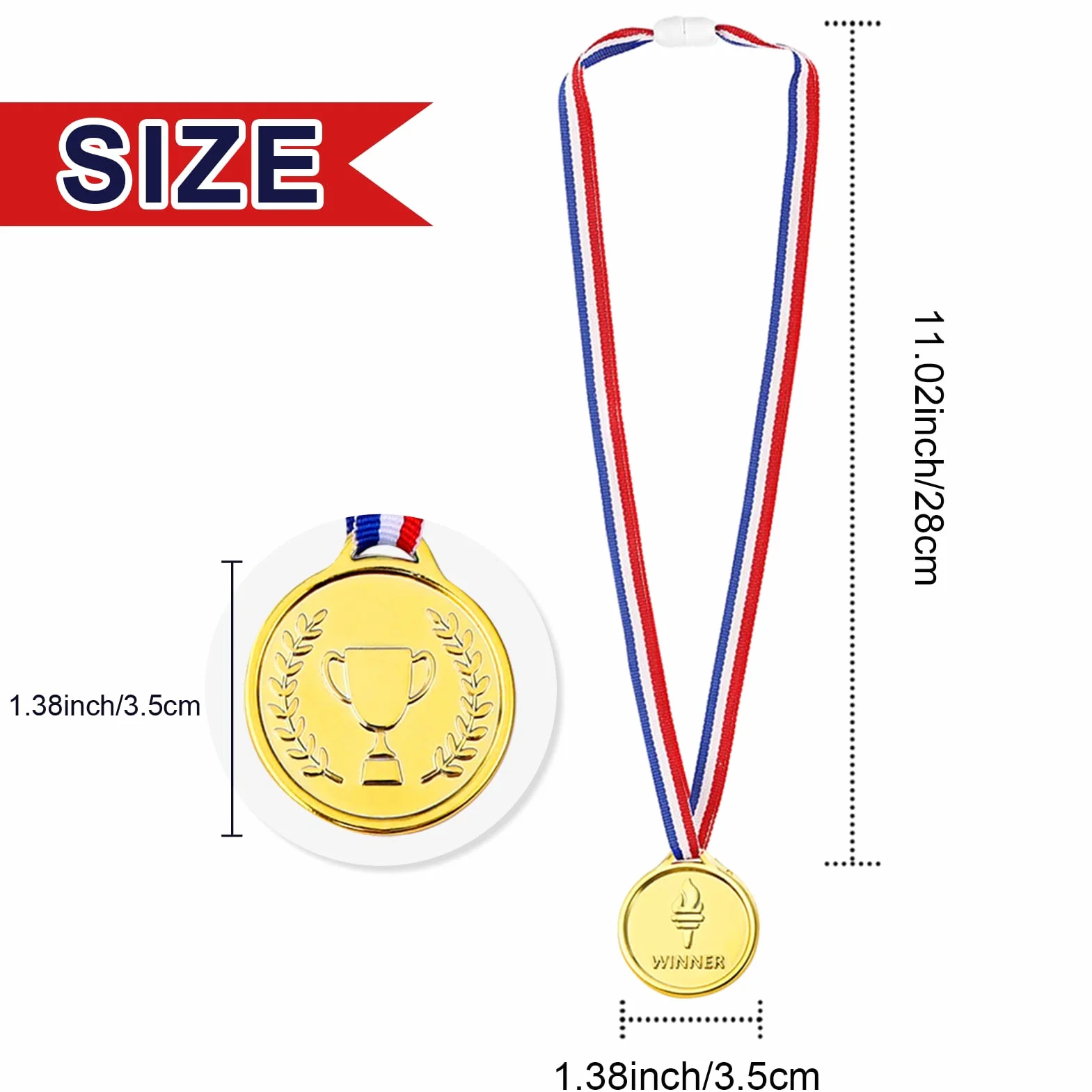 Pllieay 100 Piezas Medallas de Plastico Oro para Niños Fiesta Premio Competencia
