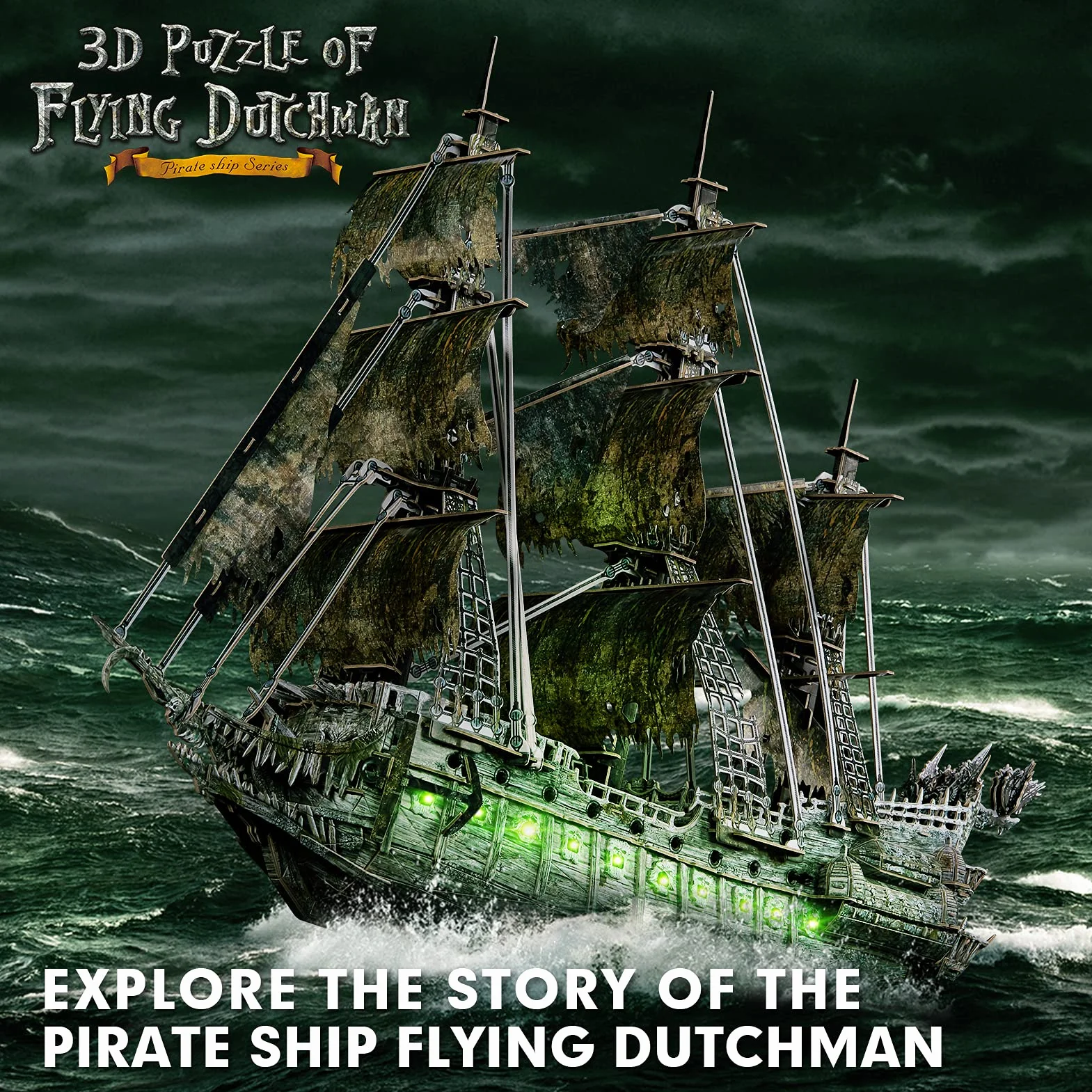 CubicFun Puzzle 3D LED Holandés Errante Barco Pirata Maquetas para Construir 360 Piezas Adultos Niños 14+