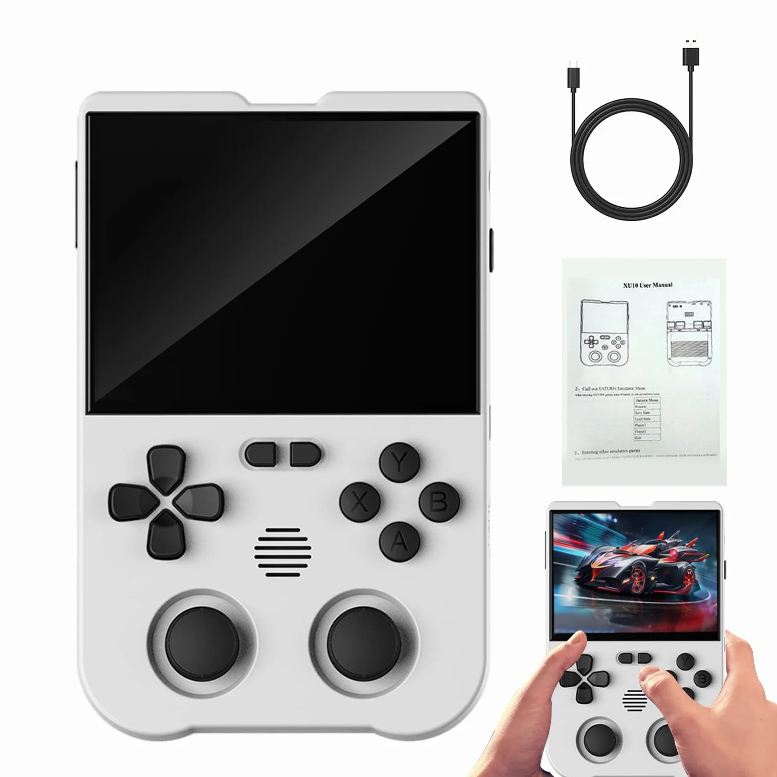 JINGAN Mano retro | Consola de juegos retro con batería de 3000 mAh | pantalla táctil de 3,5 pulgadas, consola de juegos para amantes de los juegos portátiles, admite múltiples emuladores, regalo
