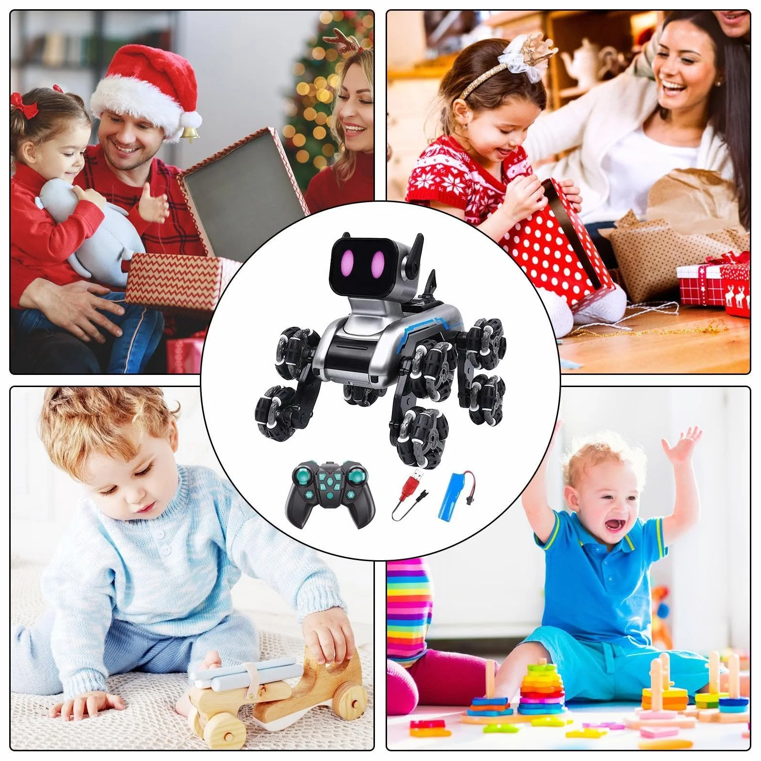 Perro De con Mando A Distancia - Robot Canino para Niños | Cachorro Robot Inteligente De Ocho Ruedas para Interior Y Jardín Niños Niñas | Uso en Interior y Exterior