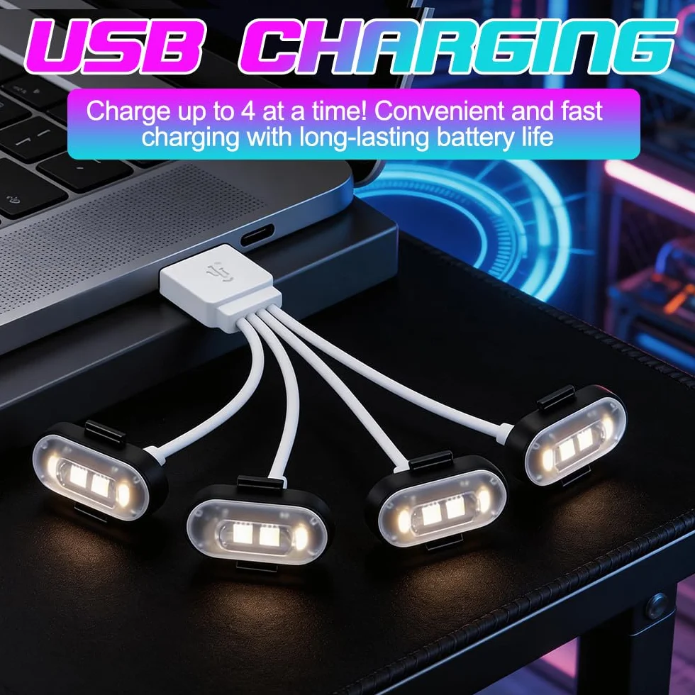 8 Piezas Luz Estroboscopica Drone LED 8 Colores Control Remoto USB Anticolisión Señal Advertencia Nocturna para Dron Camión Bicicleta