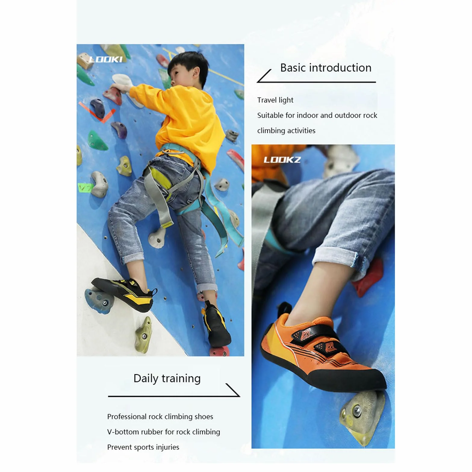 Calzado de Escalada en Roca para Niños y Niñas, Antideslizante, Ligero y Compacto