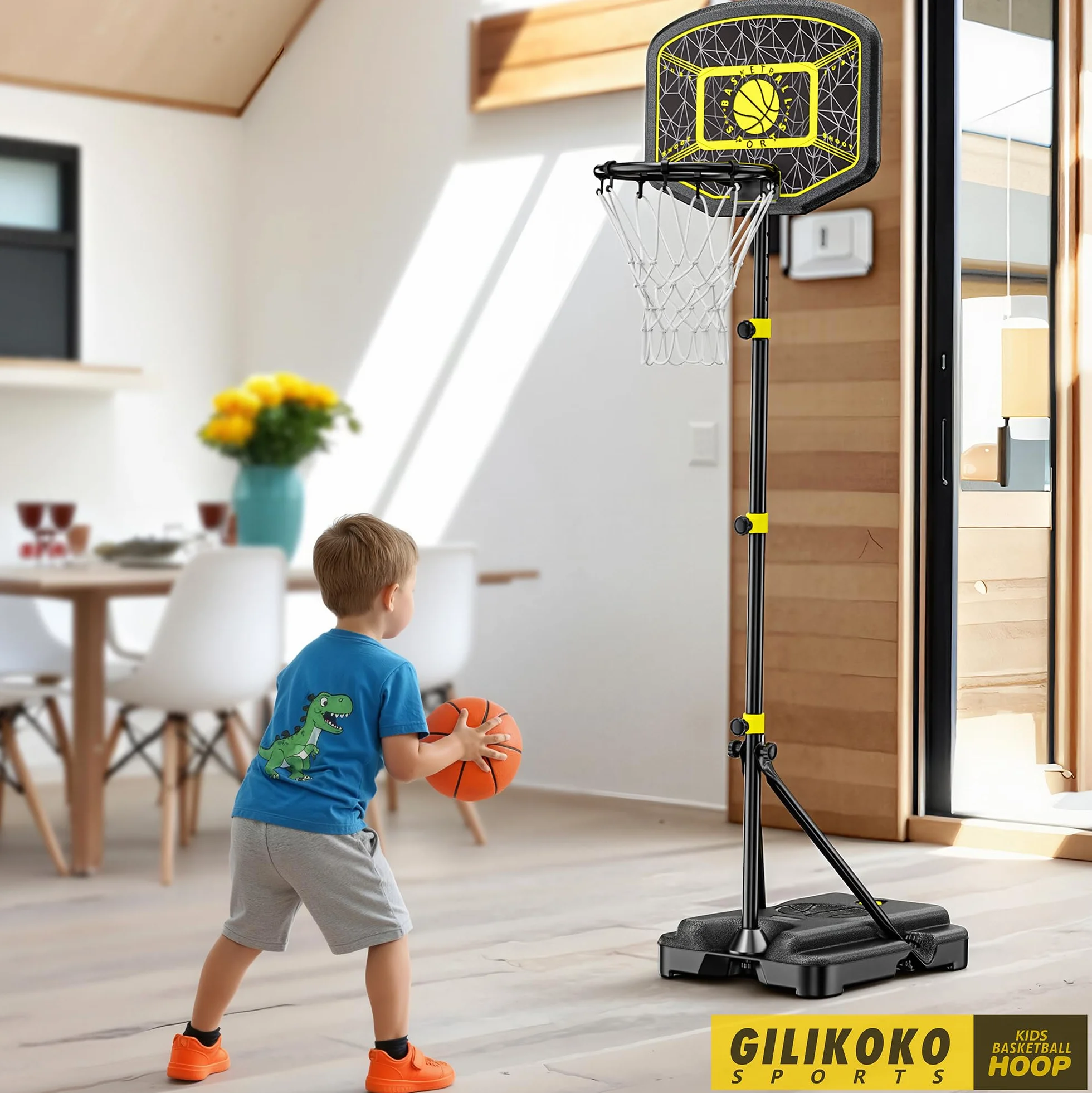 Canasta Baloncesto para Niños Canastas Baloncesto Infantiles Exterior Juego Portátil de Soporte de Baloncesto Ajustable en Altura 110-190cm
