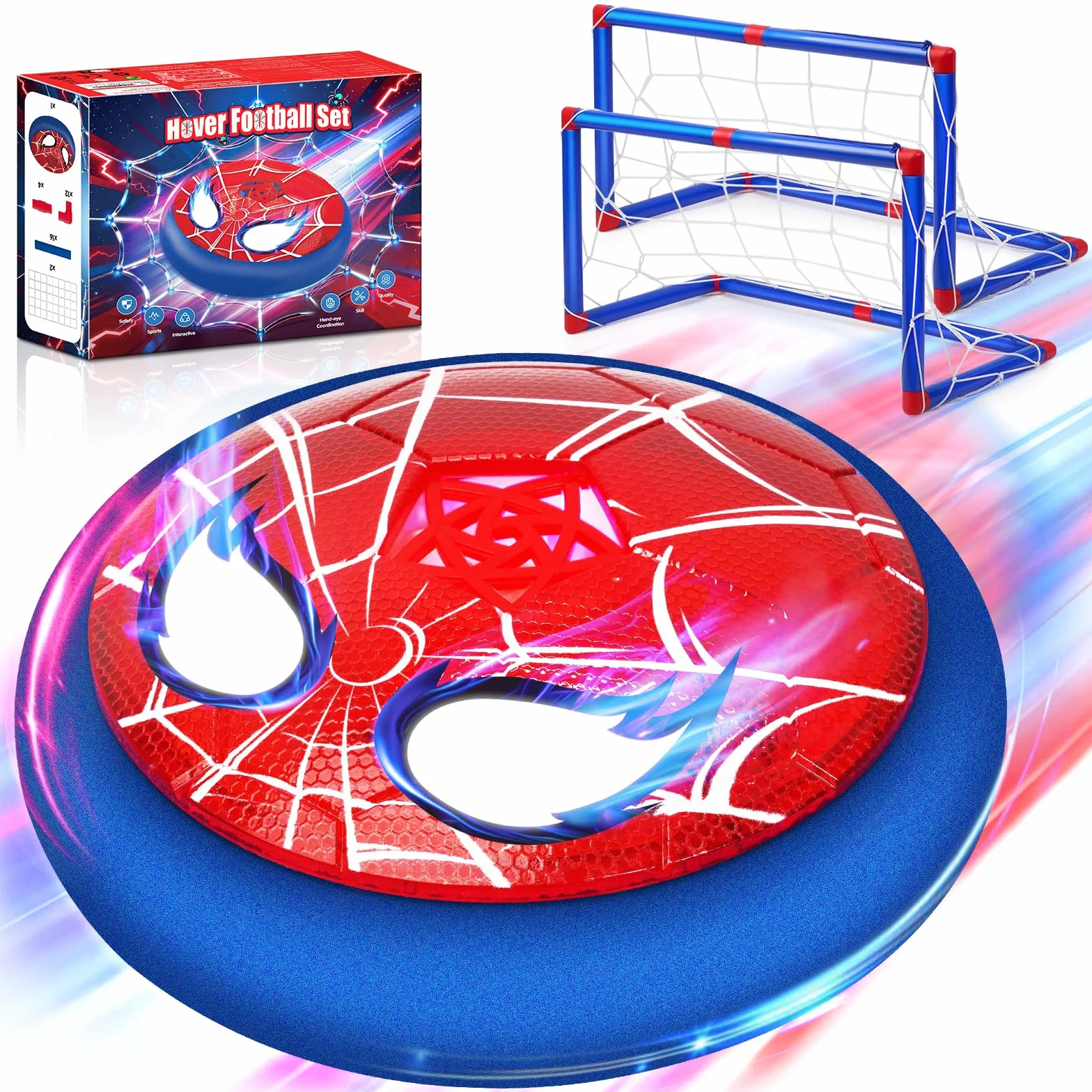 Balon Futbol Juguetes Niños 4 5 6 7 8 9 10 Años, Pelota Futbol Niño con Ojos Brillantes & 2* Porterias, Juegos de Balón Fútbol Flotante para Niños-Regalo Ideal para Niños de 3 a 12 Años
