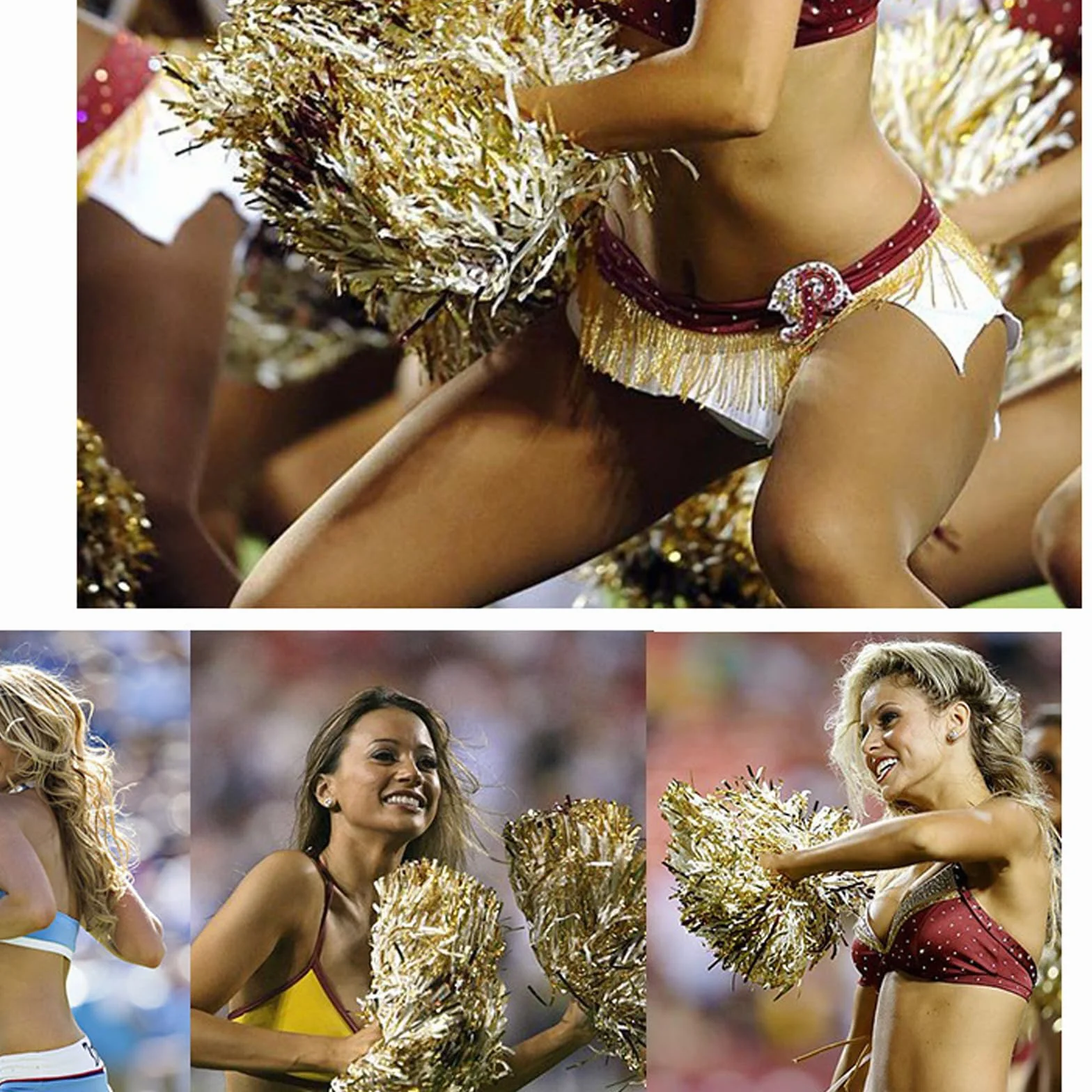 Pompones de Animadora 12 Piezas Cheerleader Poms Metálicos con Mango para Competición Deportiva