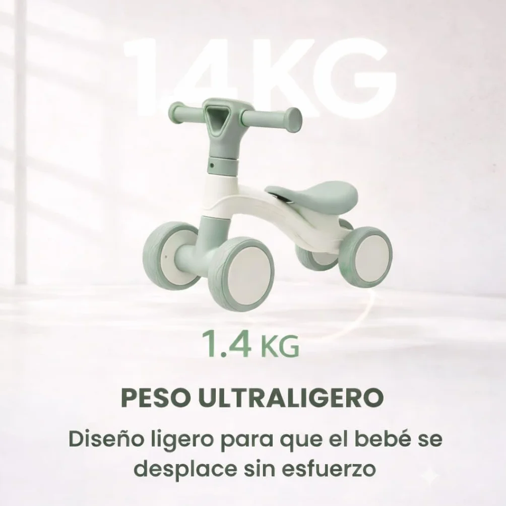 Edibaby, Triciclo Bebé 1 Año | Correpasillos Ligero | Primera Bicicleta de Equilibrio para Bebés | Bici sin Pedales | Juguete Niño 1-2 Años Ideal como Regalo (Menta)