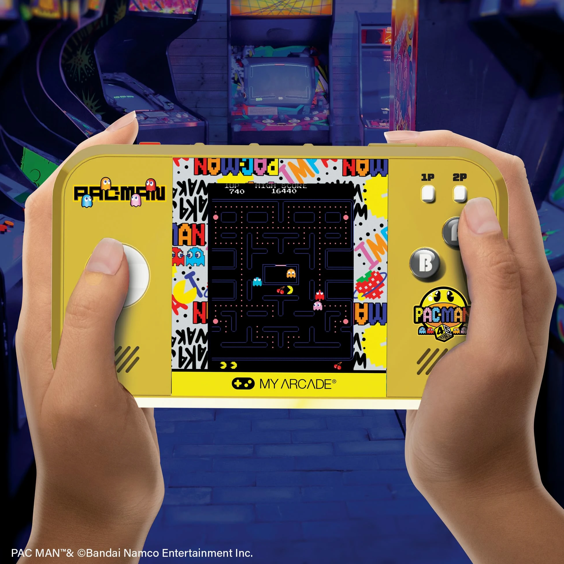 My Arcade Pac-Man Pocket Player Max: Pac-Man 45 Aniversario Consola de juegos retro, batería recargable, 4 juegos clásicos en 1, Arcade Gaming, estuche incluido