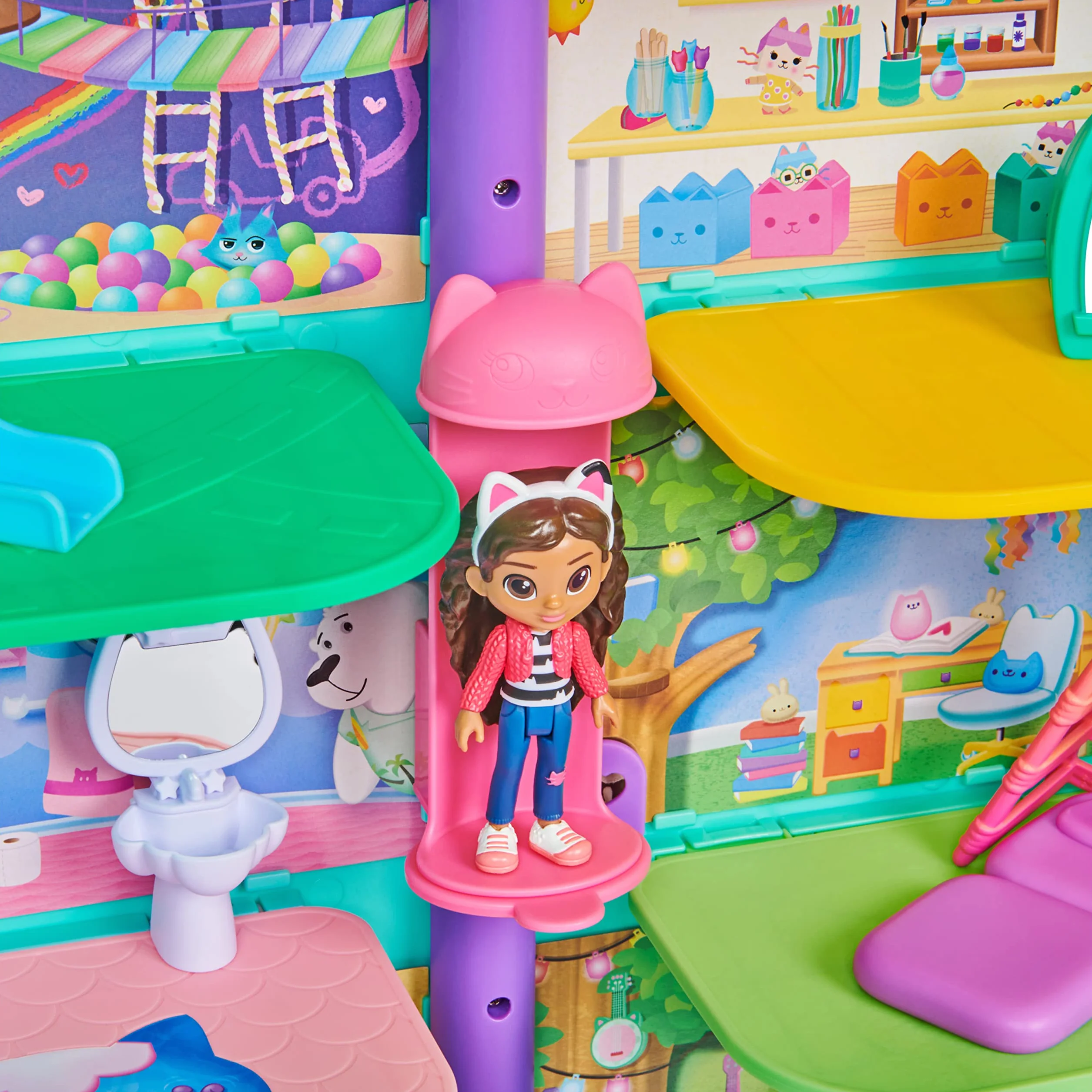 LA CASA DE MUÑECAS DE GABBY - La Casa de Muñecas de Gabby's Dollhouse con 2 Figuras, 8 Muebles, 3 Accesorios, 2 Cajas Sorpresa y Sonidos - 6060414 - Juguetes Niñas 3 años + - Regalo Niña 3 años +