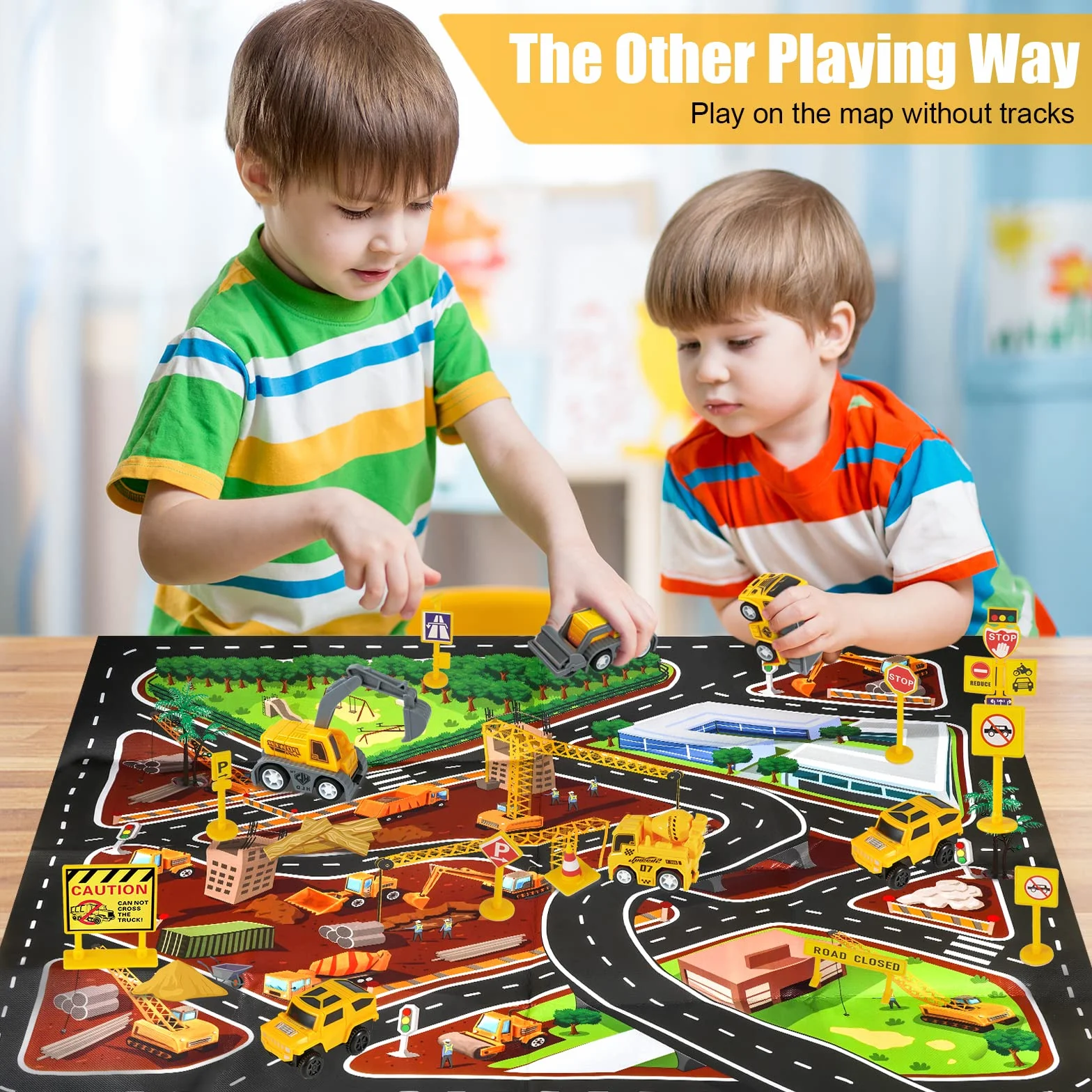 kizplays 260 Piezas Car Racing Track 6 Excavator Toy Autopista de 3 4 5 6 Años Flexible Track Crane Games Electric Car para Niños Regalo