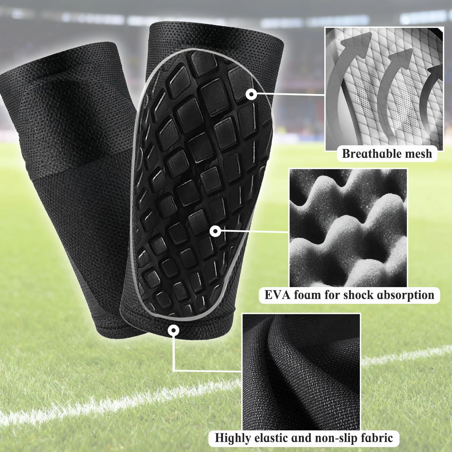 Zorplex Espinilleras de Fútbol con Calcetines Incorporados para Niños y Adultos