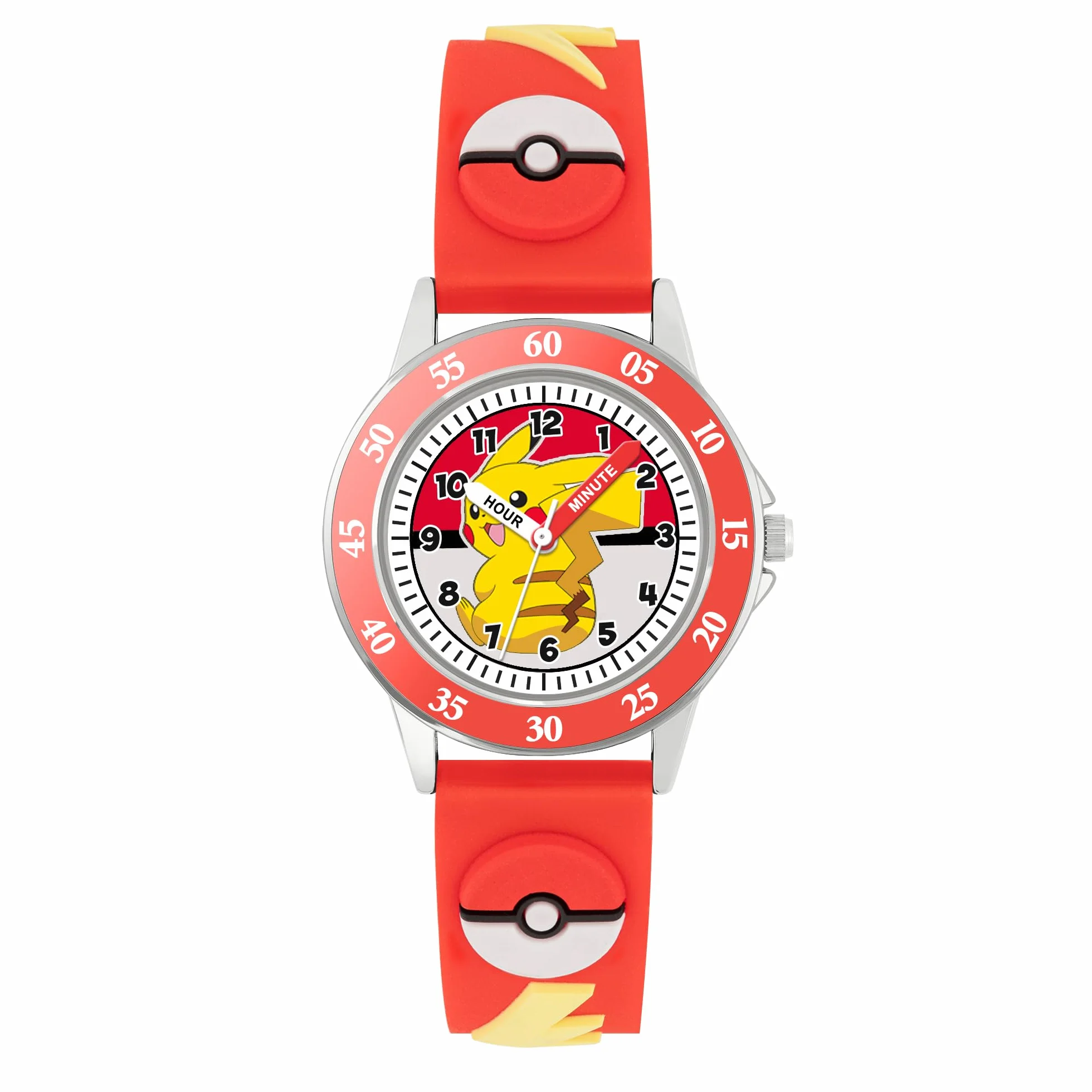 Peers Hardy Pokemon Kids Time Teacher Pulsera de Silicona 3D Roja Aprender Hora POK9074