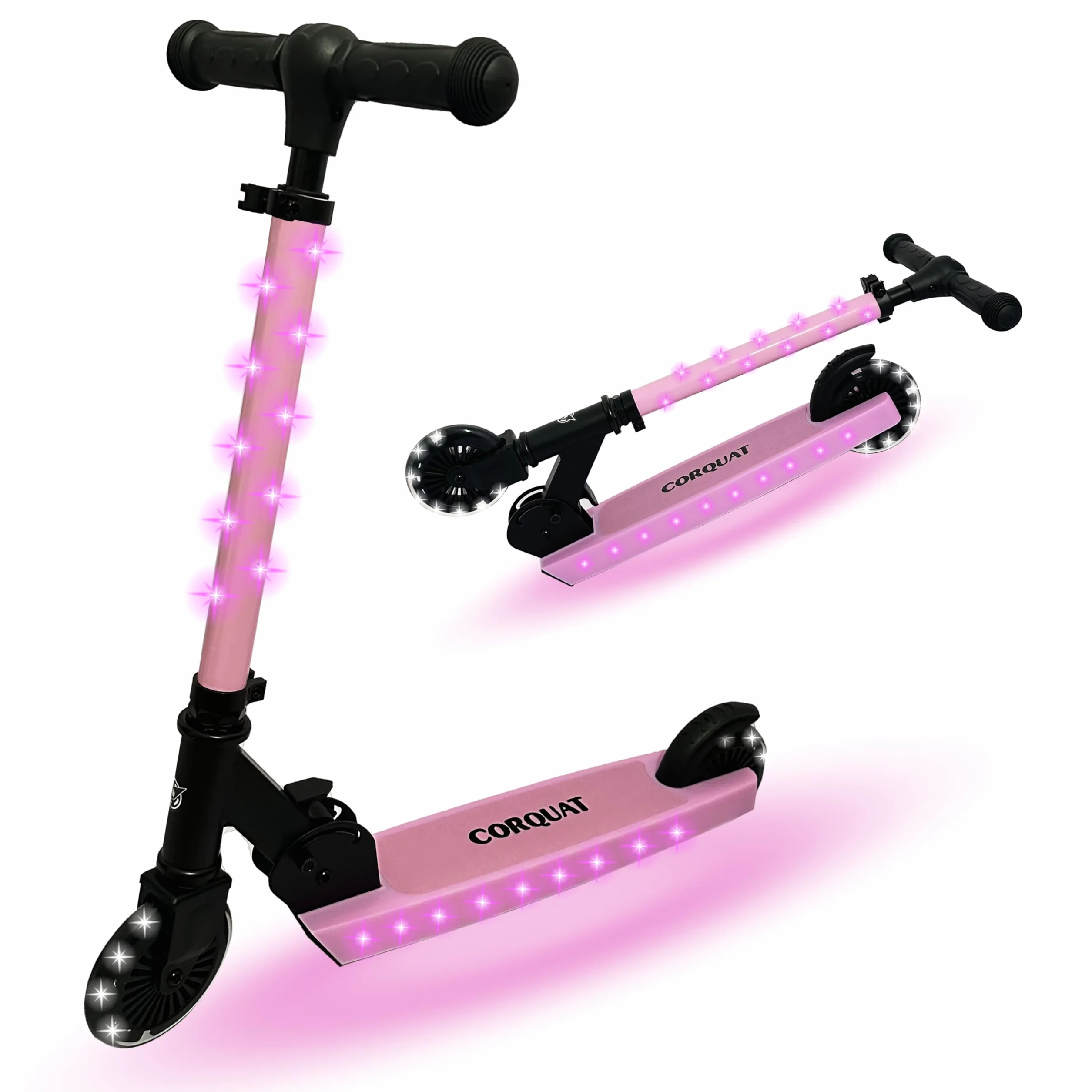 Patinete con Luces led, Patinete Plegable, Altura Ajustable para niños de 3 a 10 años, Scooter Capacidad de Peso hasta 60kg.