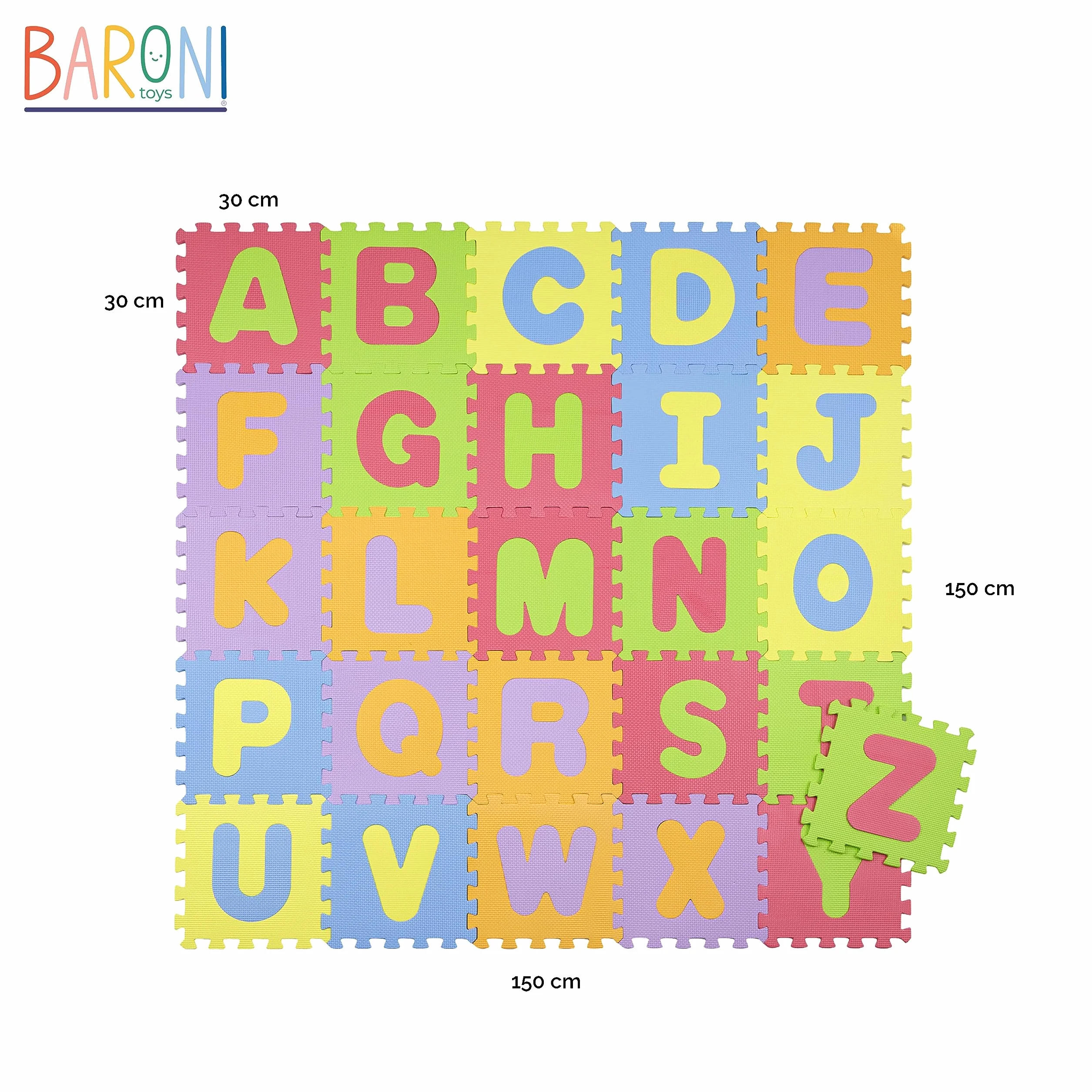 Baroni Toys Alfombra Puzzle Infantil 26 Piezas EVA, Números Desmontable, 30x30 cm