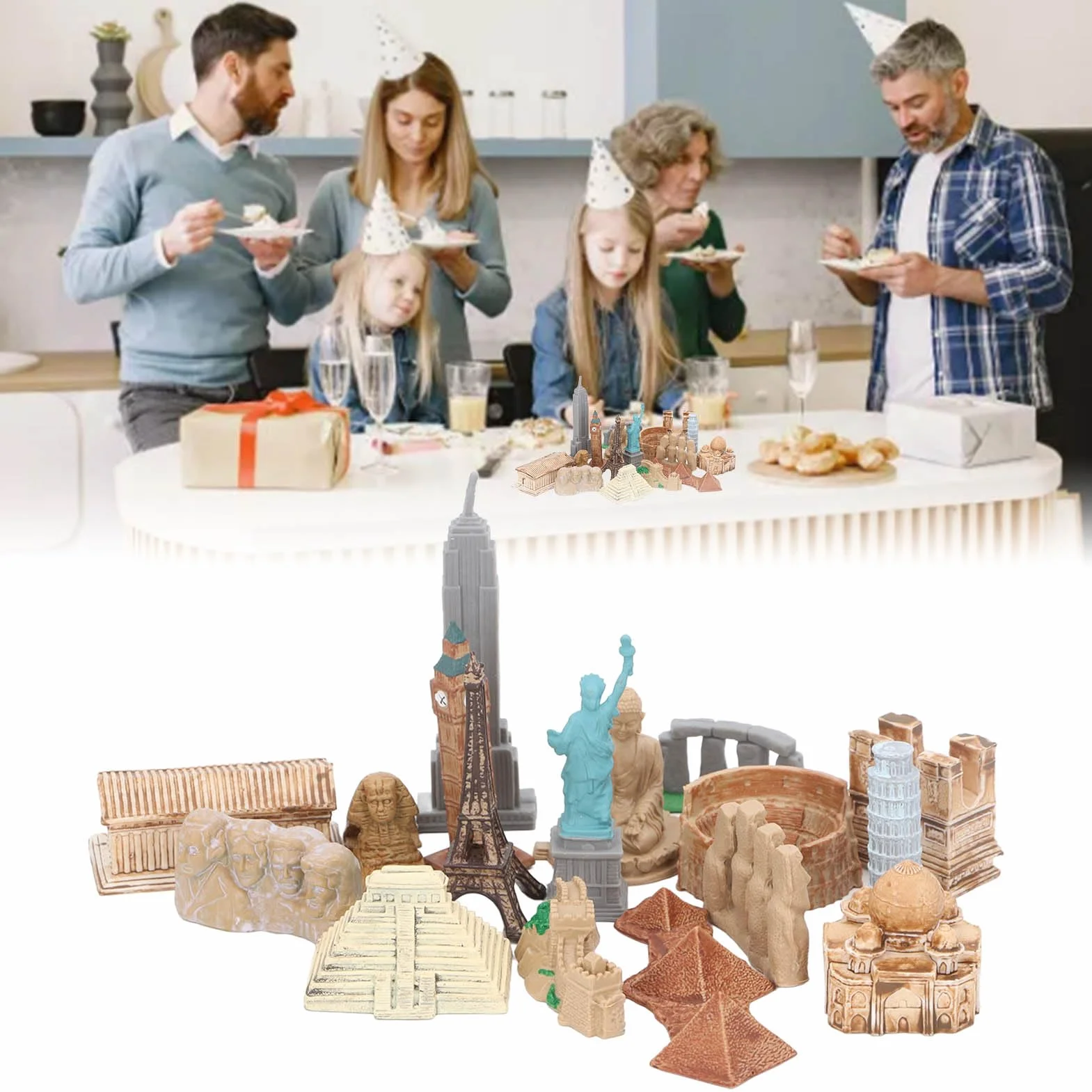 17 piezas miniatura antiguo edificio juguetes alrededor del mundo miniaturas de la ciudad edificio pirámide egipcia maqueta de juguete antiguo de Egipto