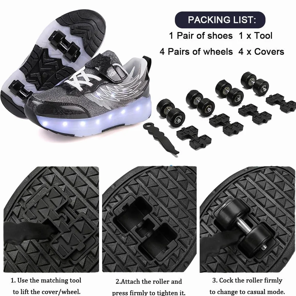 Zapatillas con Ruedas Niña Niño 30-40 EU Moda Transpirable Patines Verano Multifuncionales