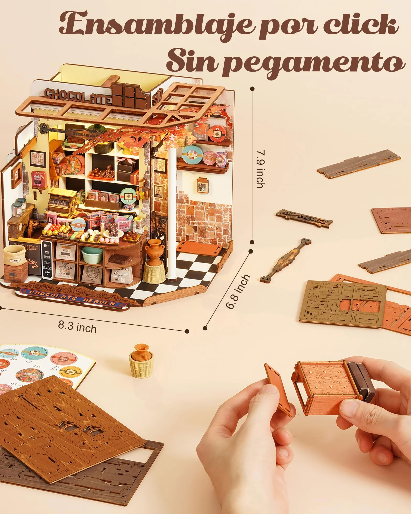 Rolife Maquetas Henry's Chocolate Shop-330 Piezas DIY Miniature House Diorama, Casas Miniaturas para Montar Puzzle 3D Madera Book Nook para Adultos Adolescentes ¡Ningún Pegamento Necesario