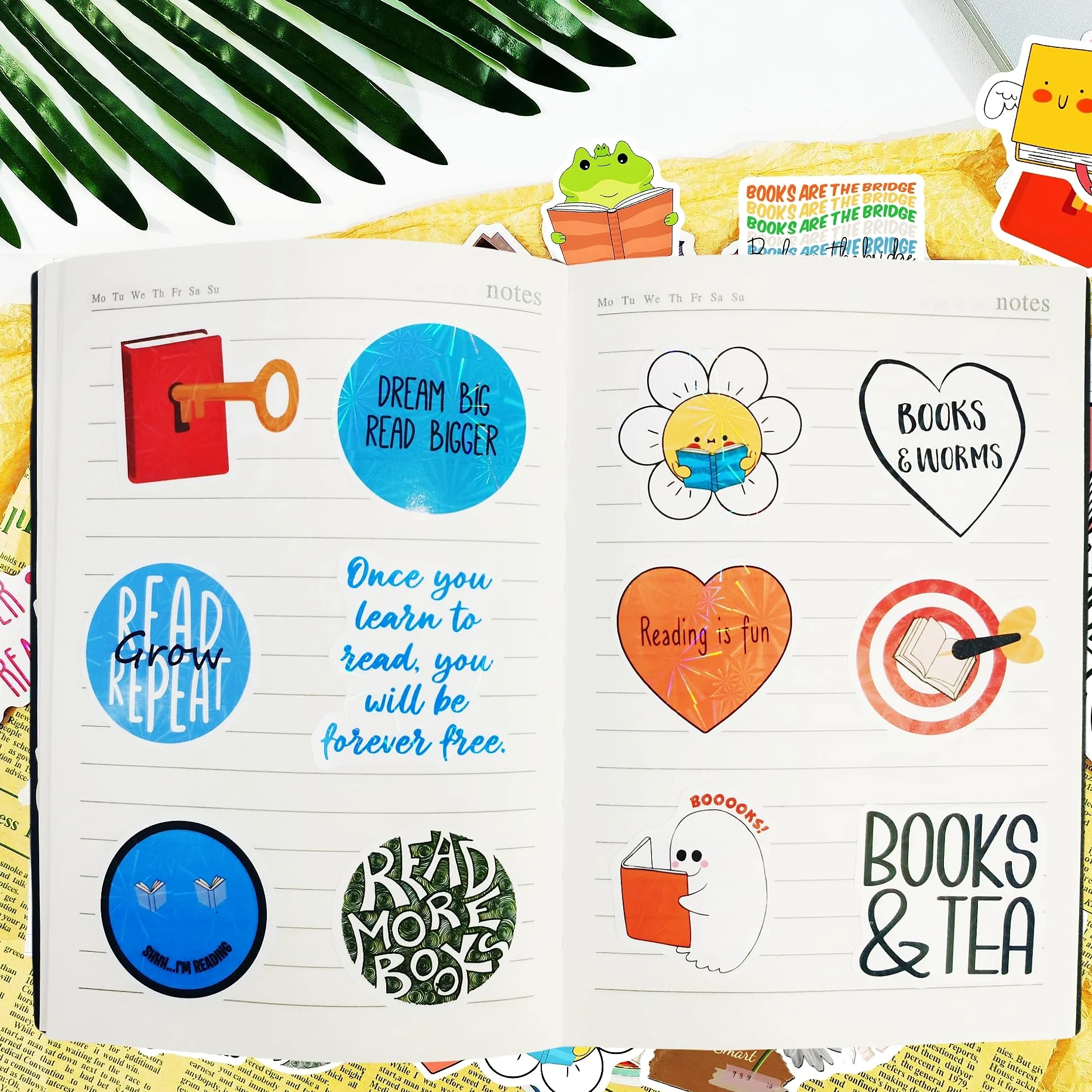 300 calcomanías holográficas de libros para Kindle, niños, adolescentes y adultos, paquete de calcomanías de vinilo de lectura impermeables con purpurina para libros electrónicos Booktok, portátiles