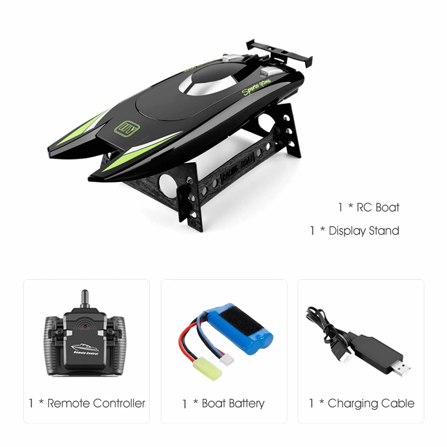 Goolsky Barcos RC para s Adultos 25 km/h Barco de Carreras de Alta Velocidad 2 Canales Barcos de Control Remoto para Piscinas Barco de Carreras (Negro)