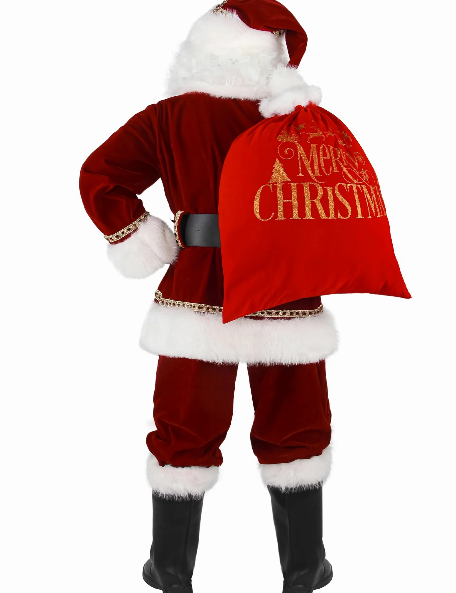 Disfraz de Santa Claus Hombres Traje Profesional y de Lujo de 11 Piezas Ropa Roja para Hombres Conjunto para Adultos Trajes de Papá Noel para Navidad