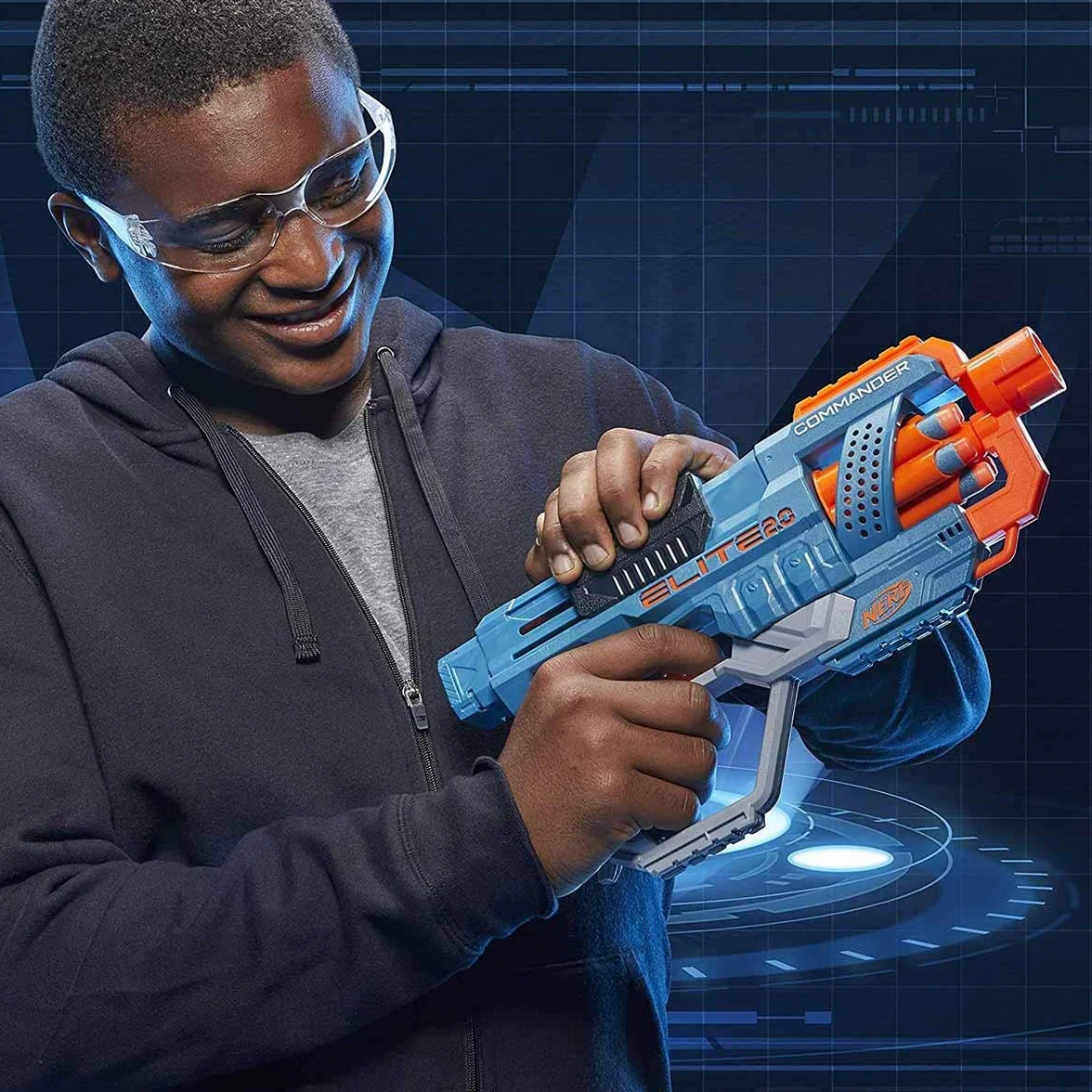 Hasbro Nerf 2.0 Commander RC-6 Lanzador de Dardos de Juguete 12 Dardos Tambor Giratorio