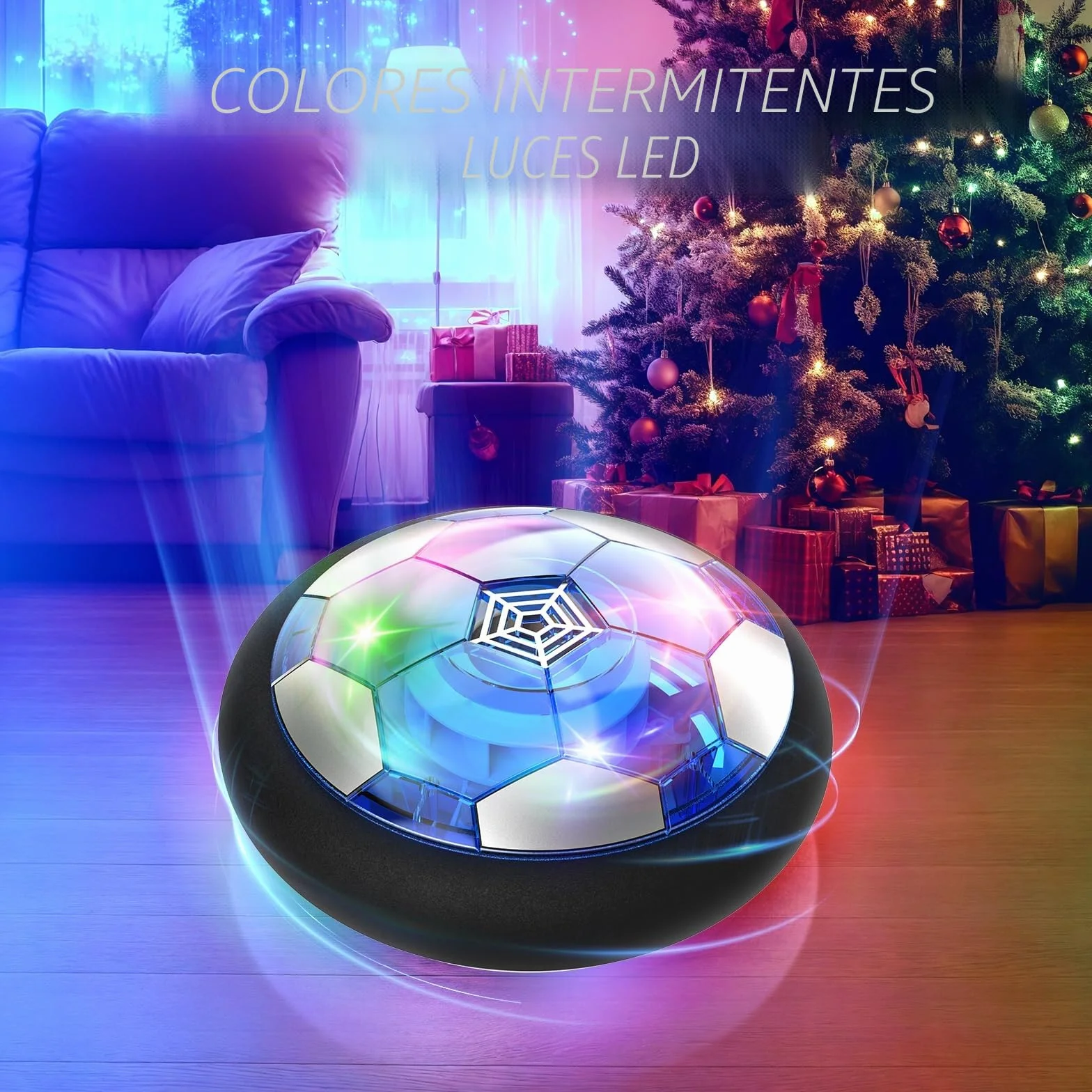 Buoeuik Balón Fútbol Flotante, Air Power Football Regalo Niño 3 4 5 6 7 8 9 Años Pelotas de Futbol Recargable Juegos Interactivos Air Hockey Soccer con Luces LED Juguetes para Niños Niñas