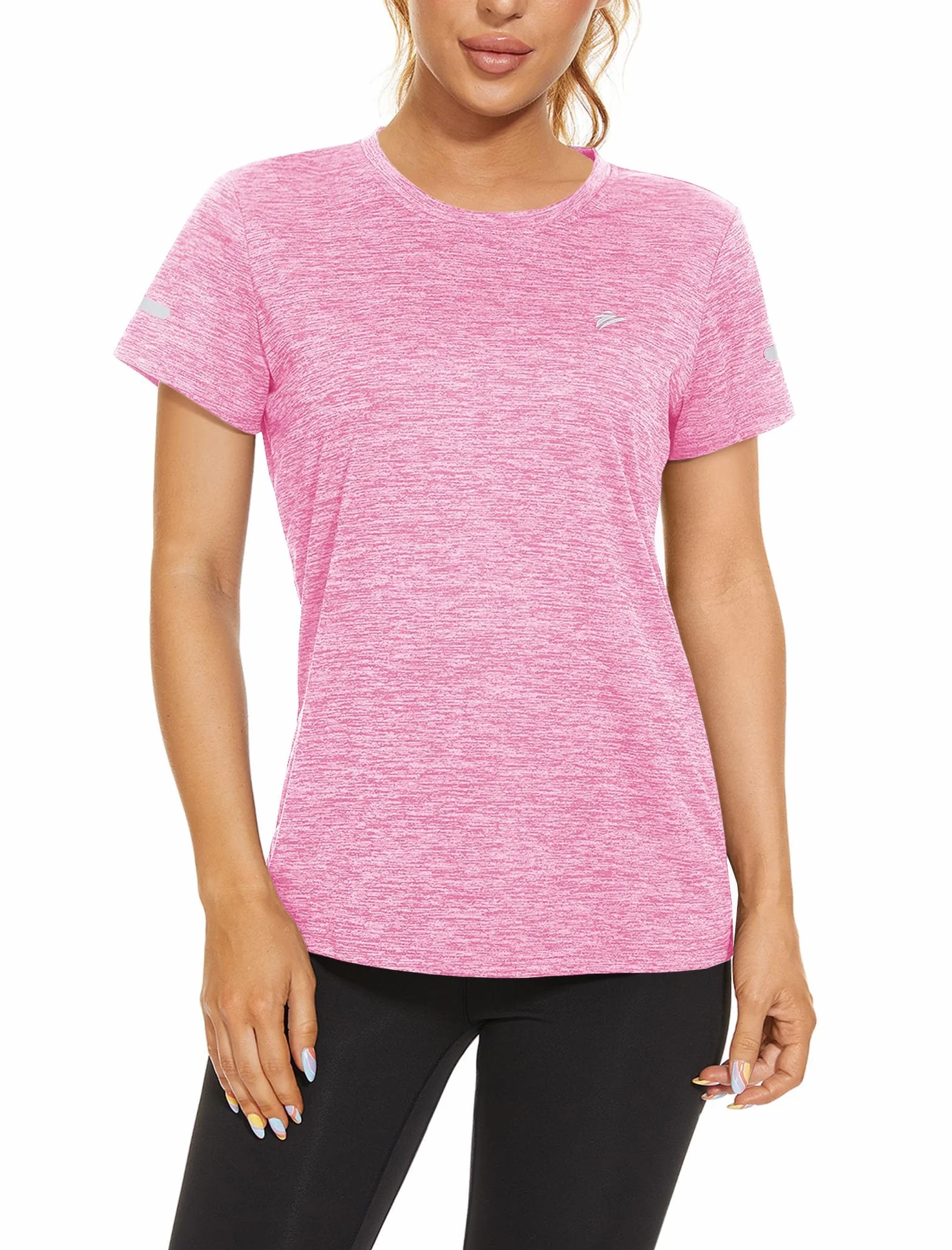 KEFITEVD Camiseta de Running Mujer Senderismo Yoga Poliéster Cuello Redondo