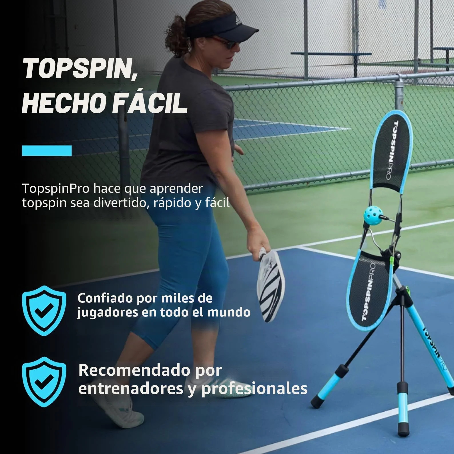 TopspinPro Para Pickleball | Ayuda de Entrenamiento Topspin para Servicio Vicioso y Golpes de Fondo Potentes | Entrenador de Pickleball