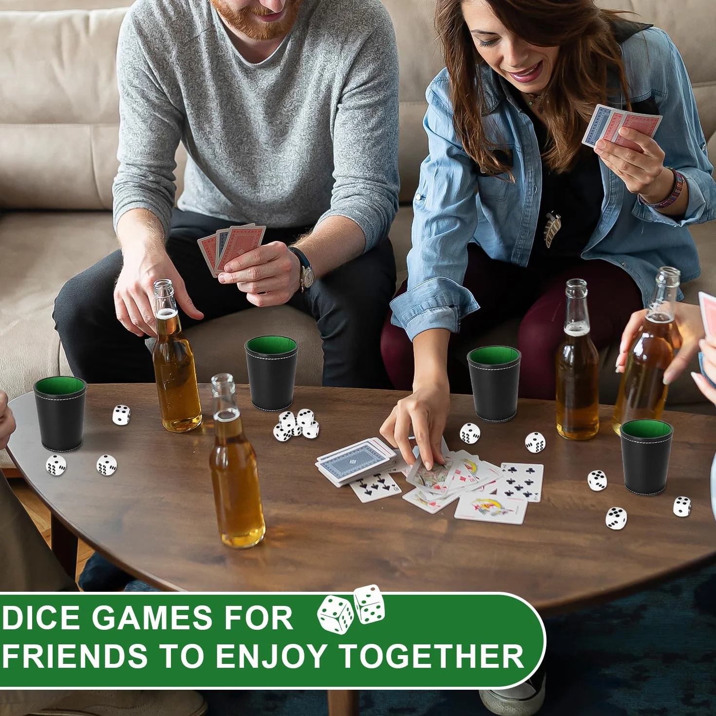 6 Piezas Juego de Tazas de Dados de Cuero con 36 Dados para Juegos de Mesa,Juegos de Fiesta y Reuniones Familiares