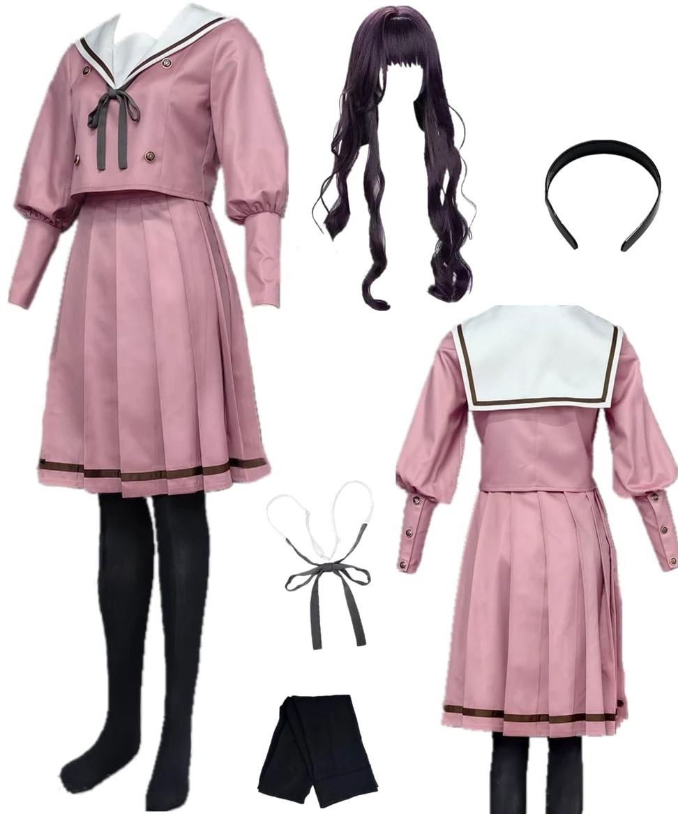 Disfraz de anime para mujer, color rosa