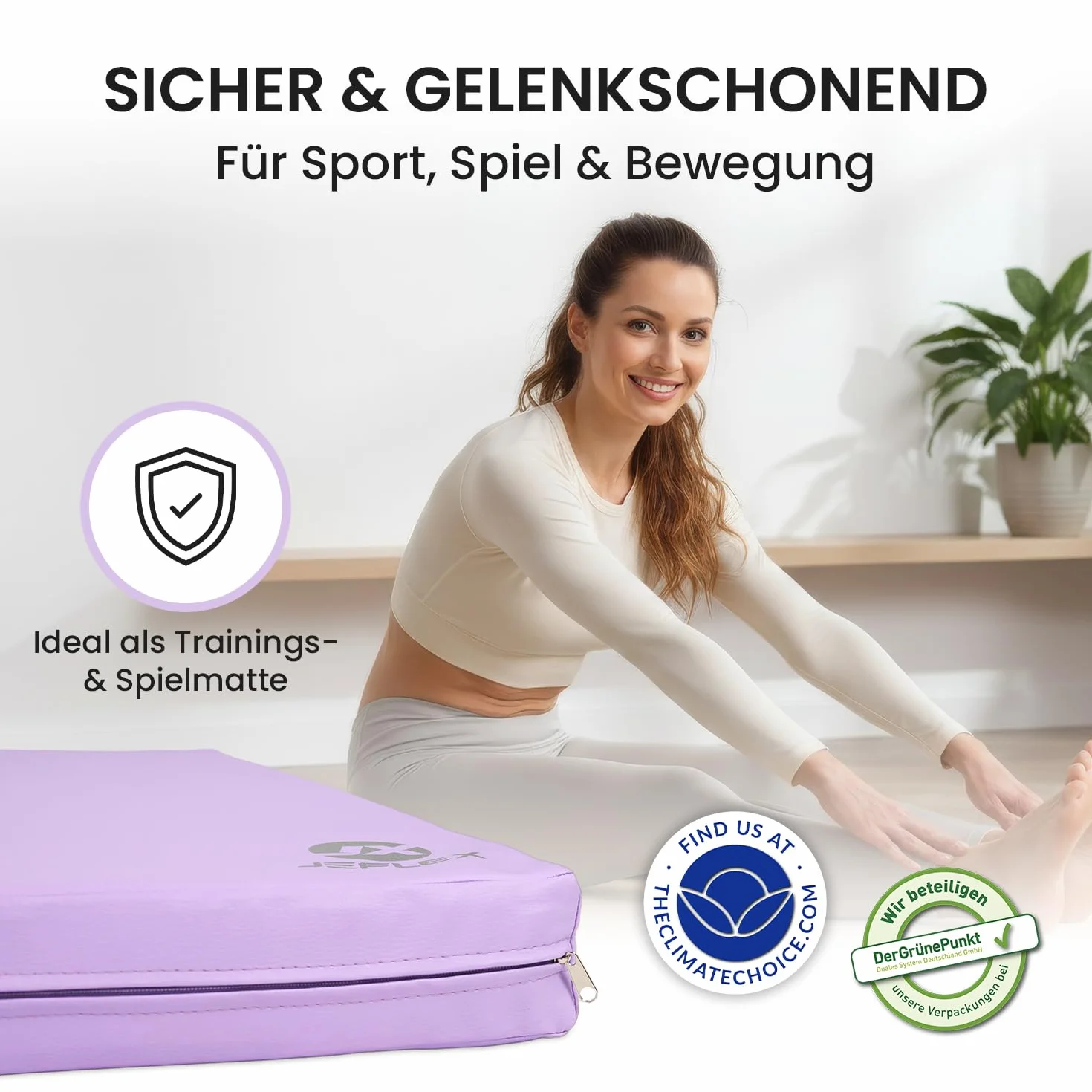 Jeflex Colchoneta Gimnasia 100 x 70 x 8 cm Esterilla Yoga Multifuncional
