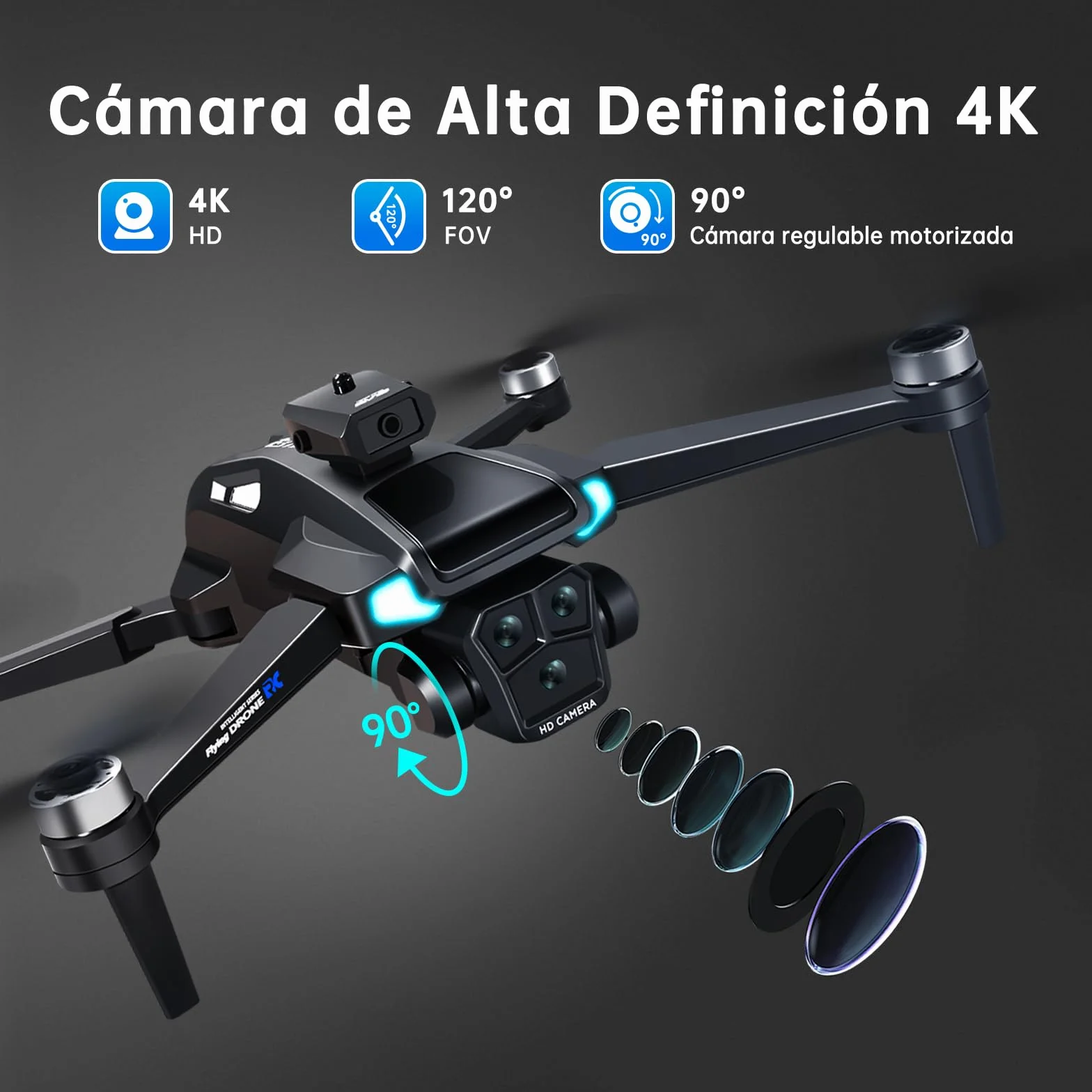 Dron con 4K HD Cámara para Adultos y Principiantes, 40+ min de Vuelo (2 Baterías),Mini Quadcopter RC Plegable WIFI con Motor Sin Escobillas, Doble Cámara, Selfies con Gestos