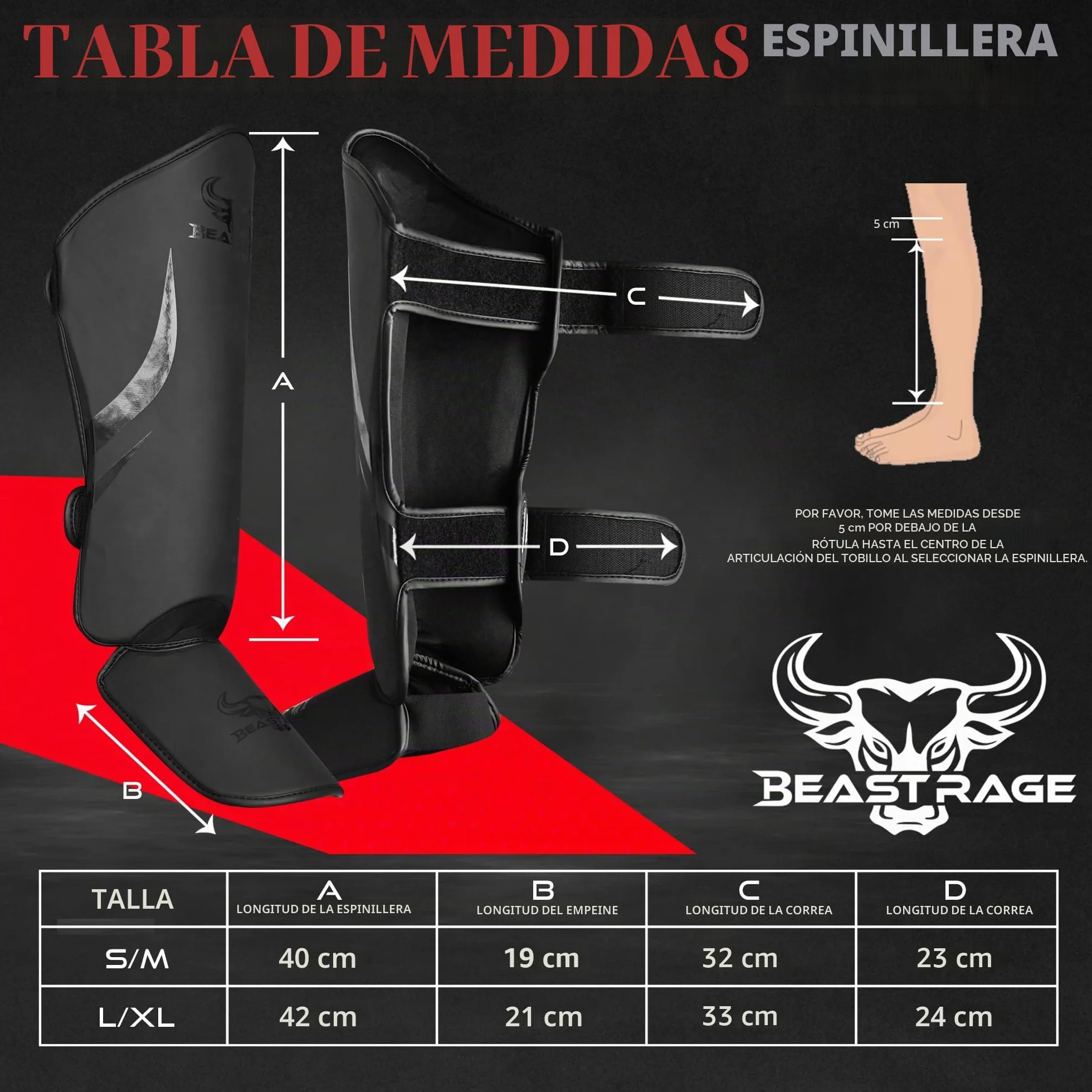 Bestia Rage Protector Tibias Muay Thai MMA Kickboxing Artes Marciales Ajustable Alto Impacto