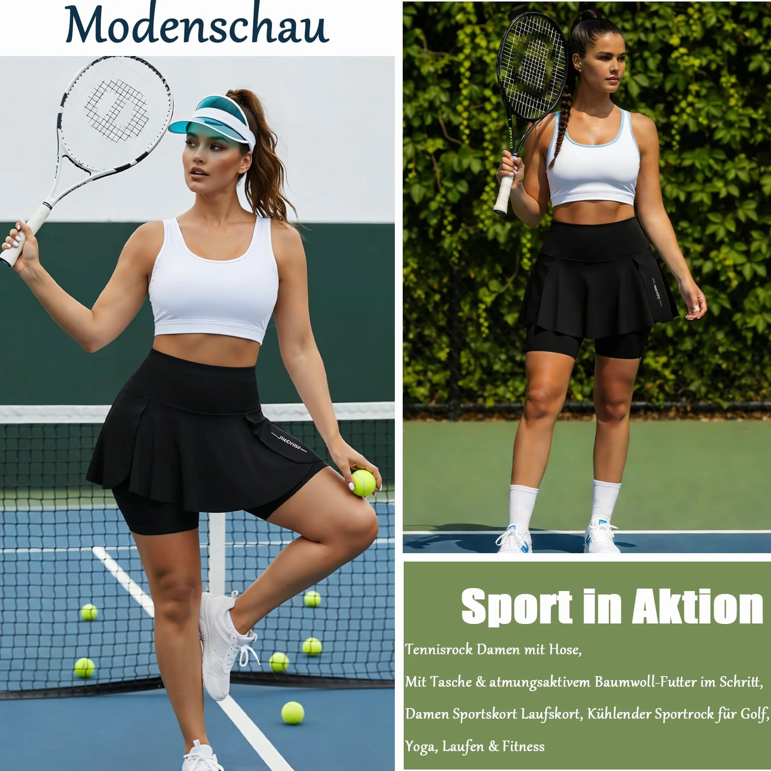 Falda Padel Mujer con Pantalón Incorporado, Cintura Alta, Bolsillo, Tejido Transpirable, Ropa Deportiva para Golf, Running, Yoga
