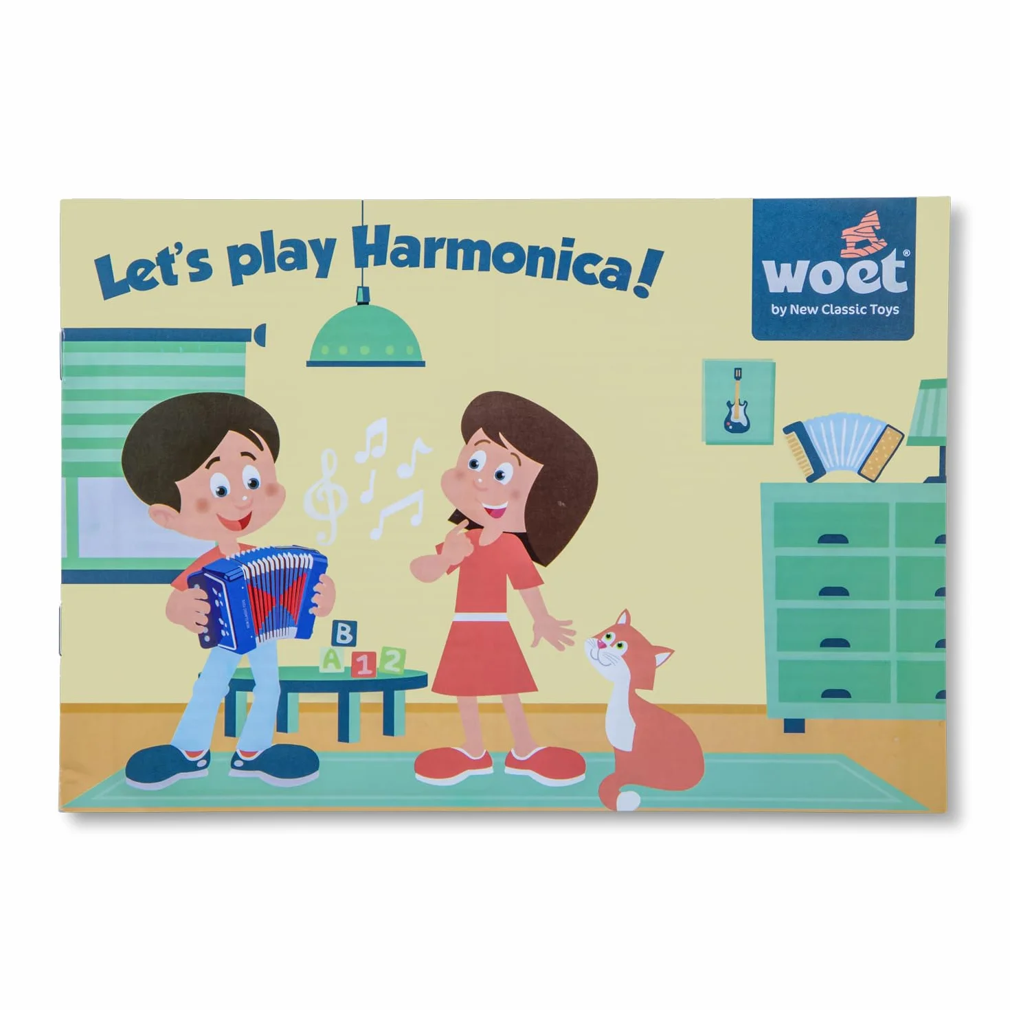 Woet® Acordeón de Juguete Rojo para Niños, Instrumento Musical con Libro de Canciones y 8 Canciones, Juguete Educativo para Principiantes, Desarrollo Musical, A Partir de 3 Años
