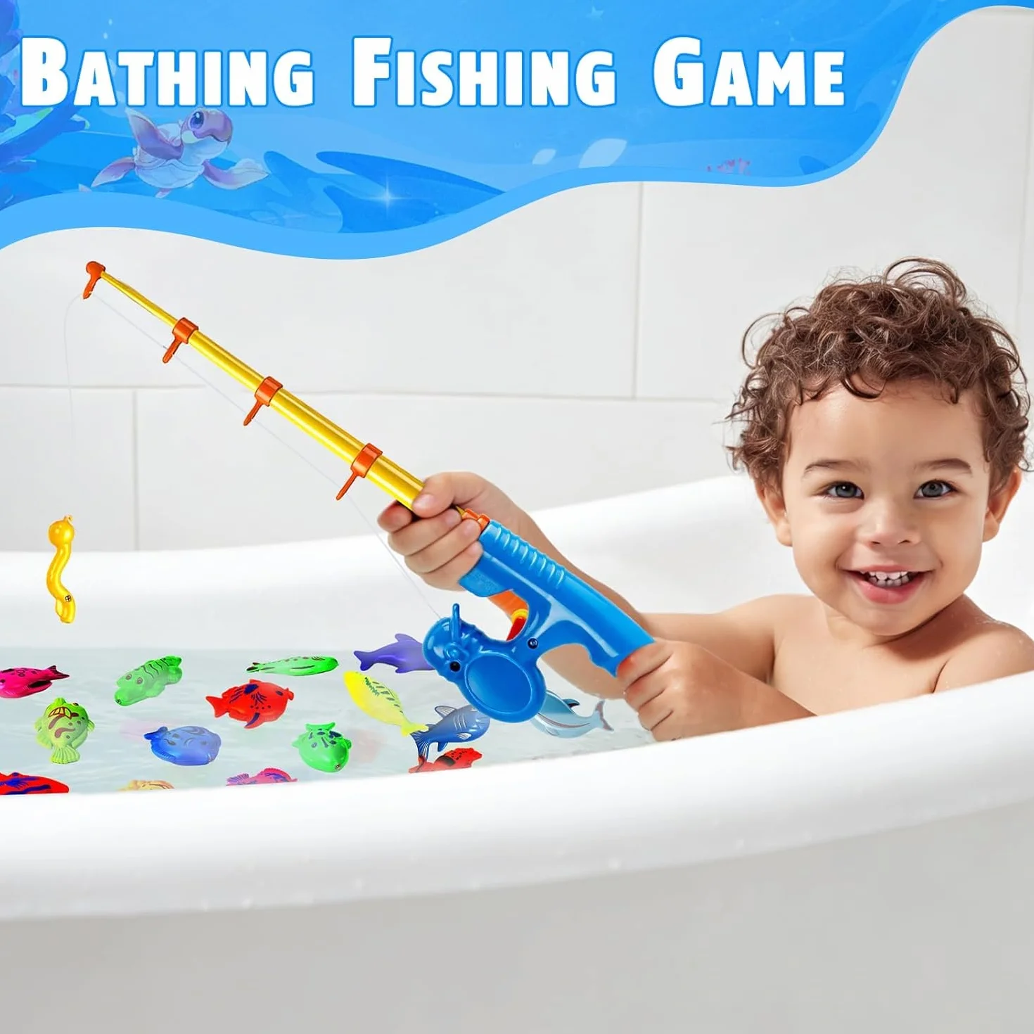 Juego de Pesca Magnético para Niños 3 4 5 Años - Set de Agua Refrescante con 2 Cañas