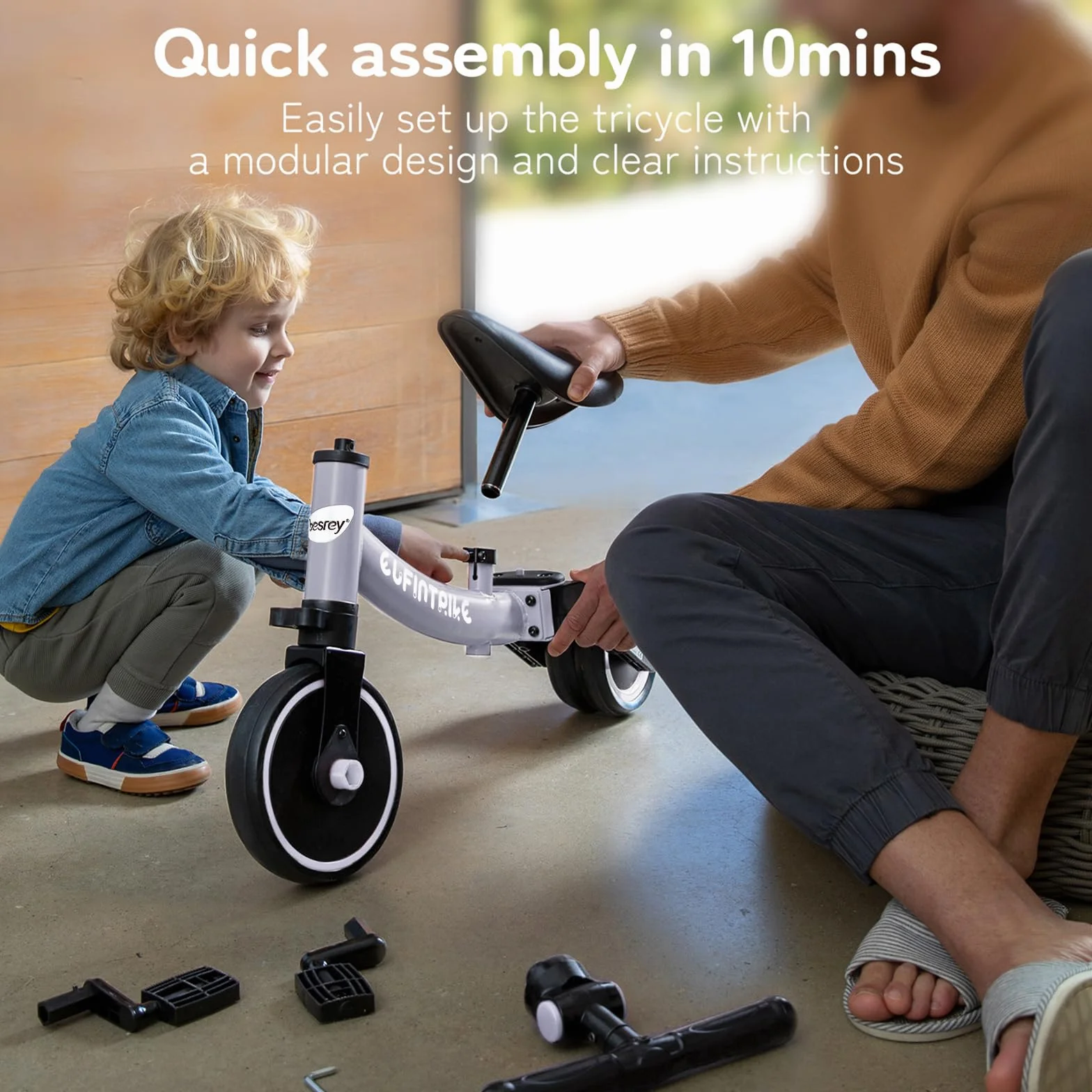besrey Triciclos para Niños, 5 en 1 Una Bici Multifunción, Adecuado para niños de 1-4 años,Triciclo,Bicicleta,Carro de Equilibrio,Caminante, Altura del Asiento Regulable