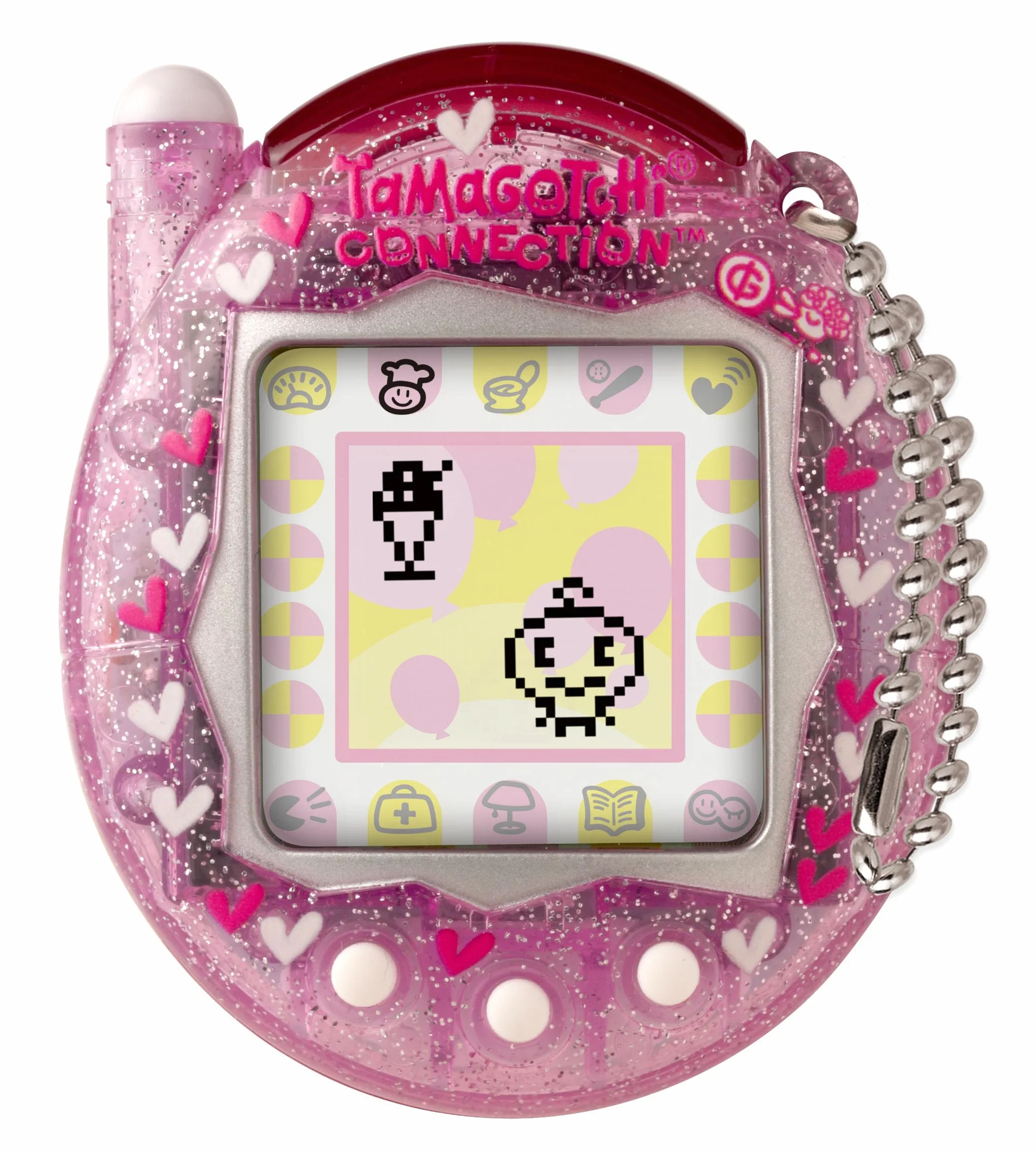 TAMAGOTCHI Bandai Connection Mascota Digital Carcasa Rosa con Purpurina Mascota Virtual Juguete Electrónico Con Conexión Infrarroja Para Diversión Compartida | Juguetes Para Niños Para Niñas Y Niños