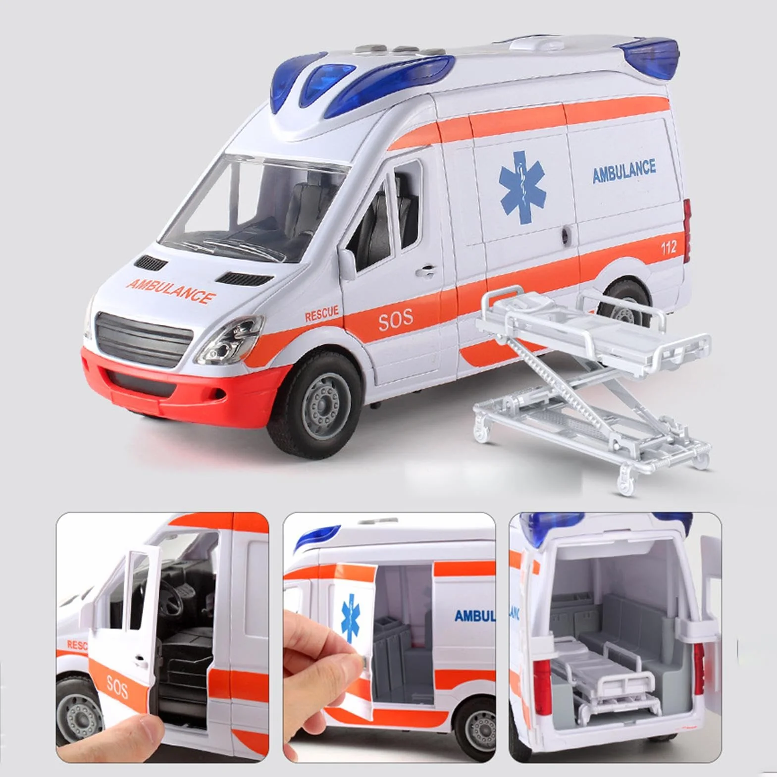 Coche Ambulancia Ambulancia niño vehículo Rescate Coche para Jugar y aprende con Luces y Sonidos vehículo de Rescate Urbano