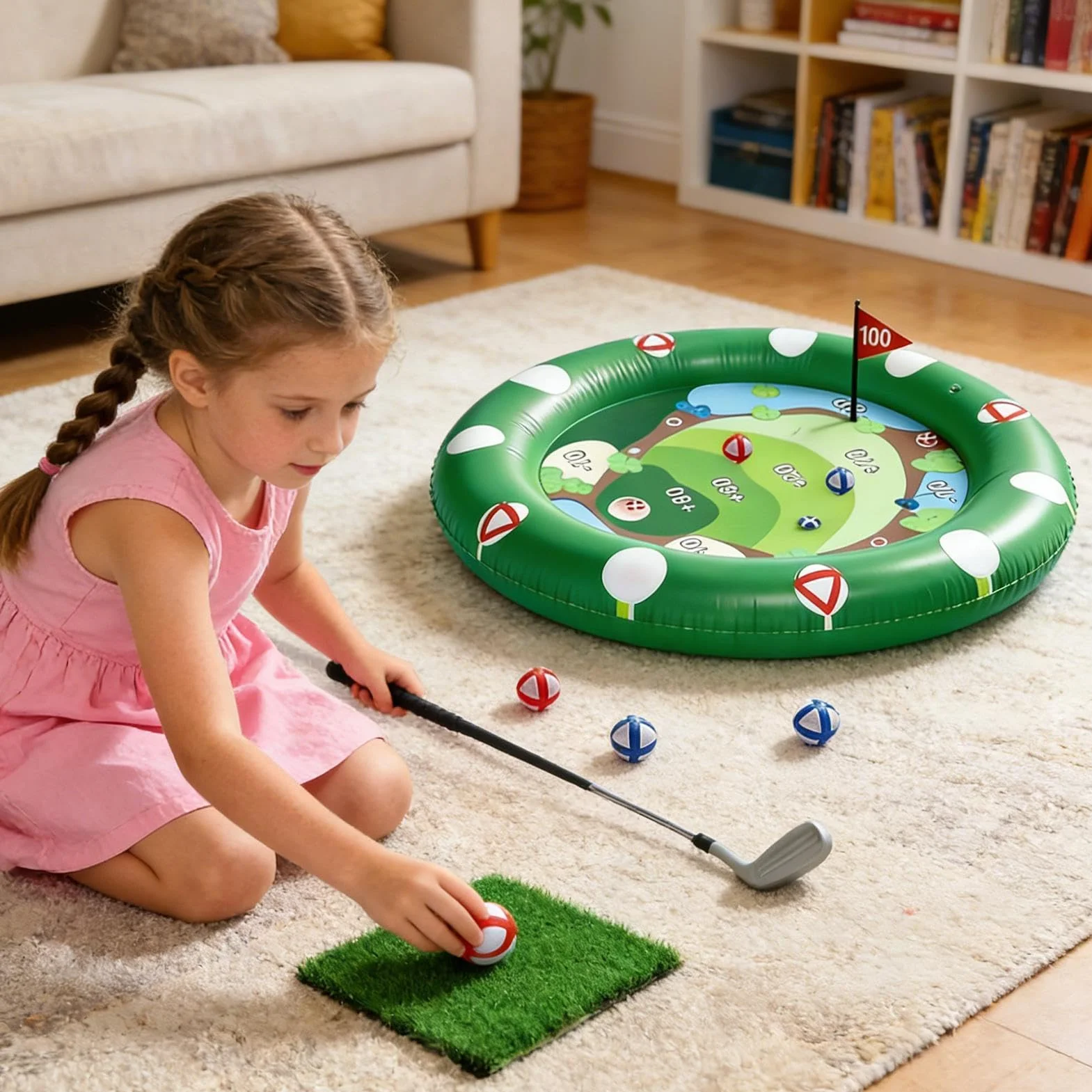Juego De Golf para Piscina Flotante - Objetivo De Agua Inflable De 47 Pulgadas con Pelotas De Golf | De Vacaciones De Verano para Niños, Adolescentes Y Adultos | Patio Trasero Duradero De Las