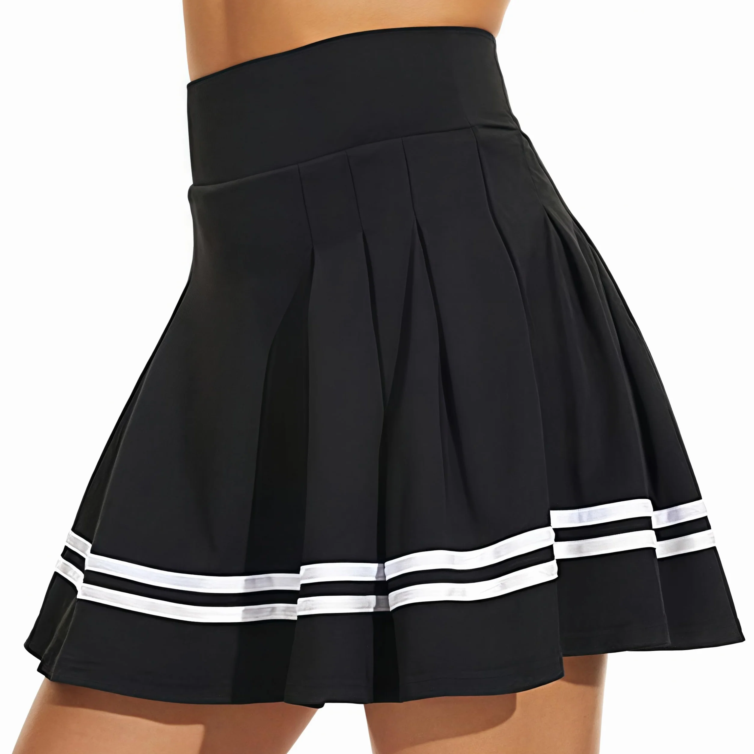 ThreeH Pantalones Cortos de Tenis Plisados de Cintura Alta para Mujer con Forro Incorporado