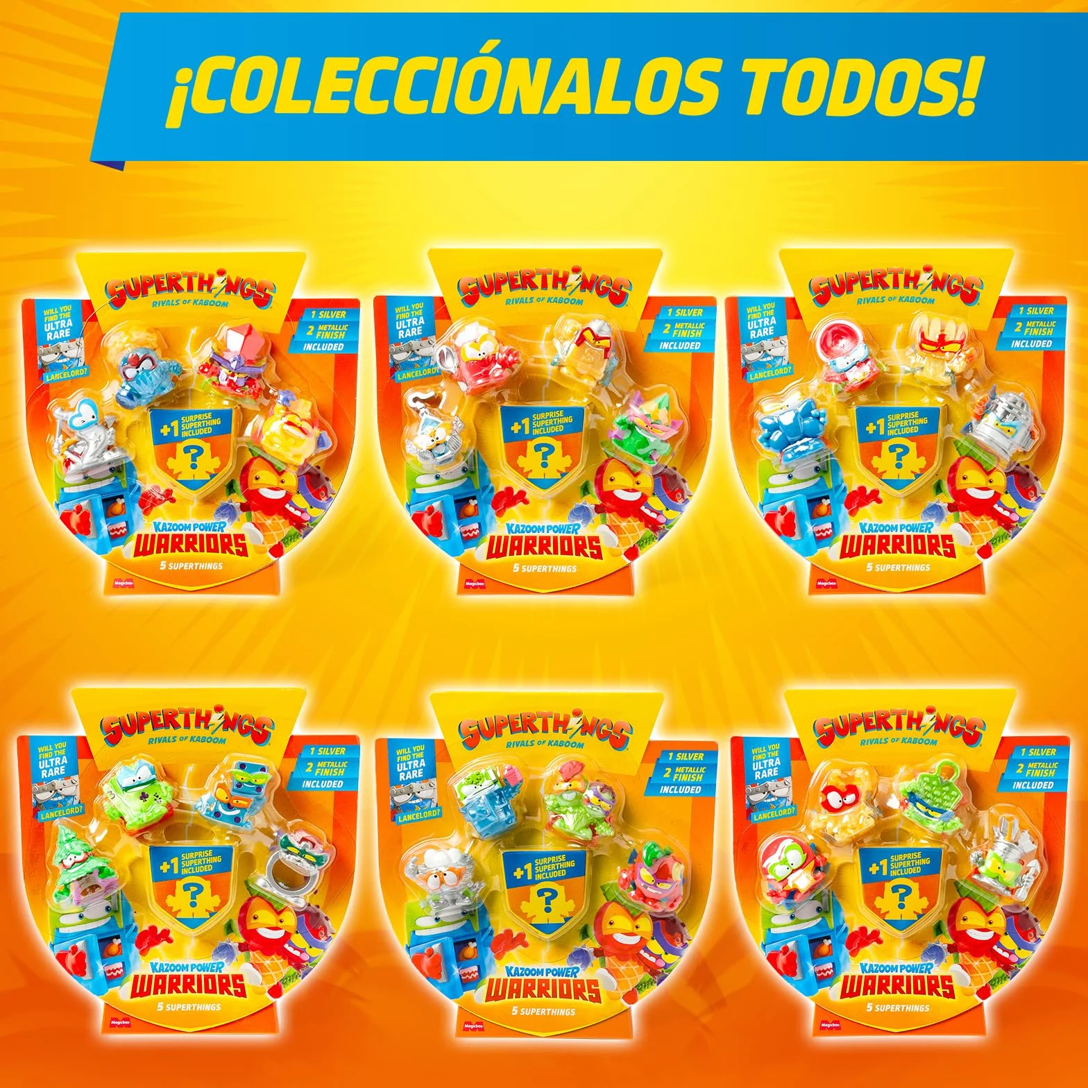 SUPERTHINGS KAZOOM Power Warriors Pack de 5 Figuras Sorpresa y Capitán Plateado