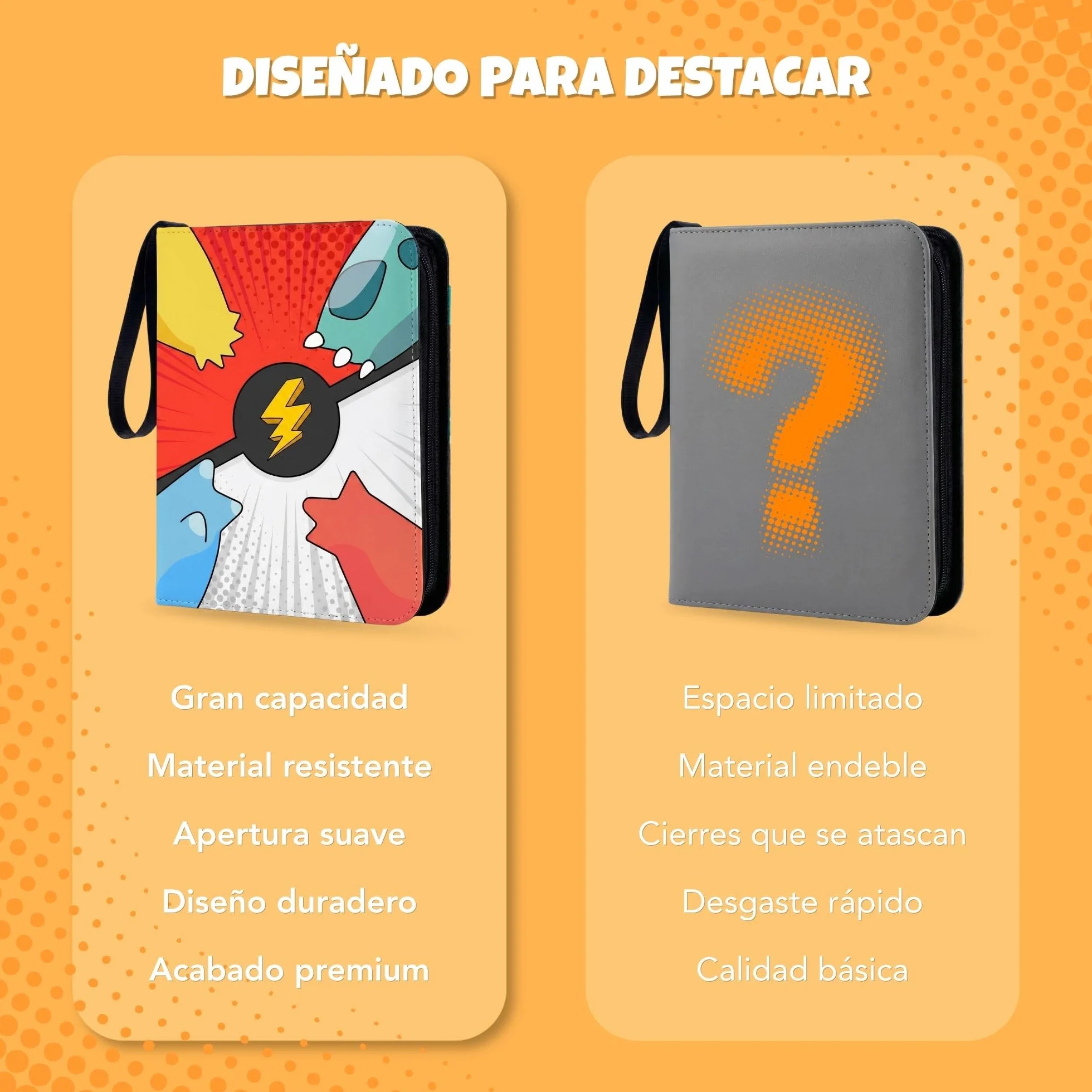 Álbum Cartas para Pokémon – 1080 Cartas, 60 Páginas y 9 Bolsillos – Card Binder Grande con Cremallera – Carpeta para Cartas TCG con Archivador Impermeable y Doble Cara